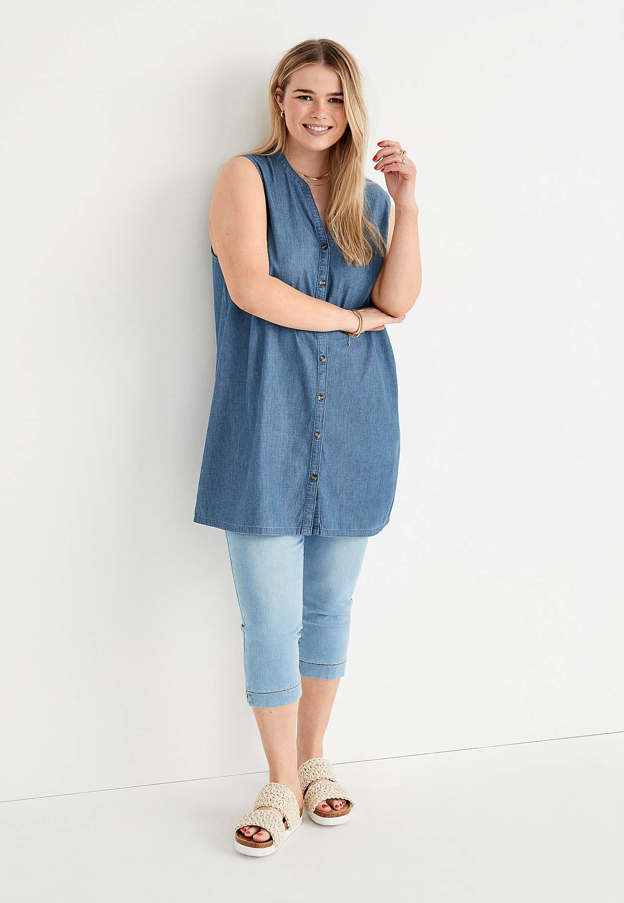 Ärmlös denimtunika Elsy