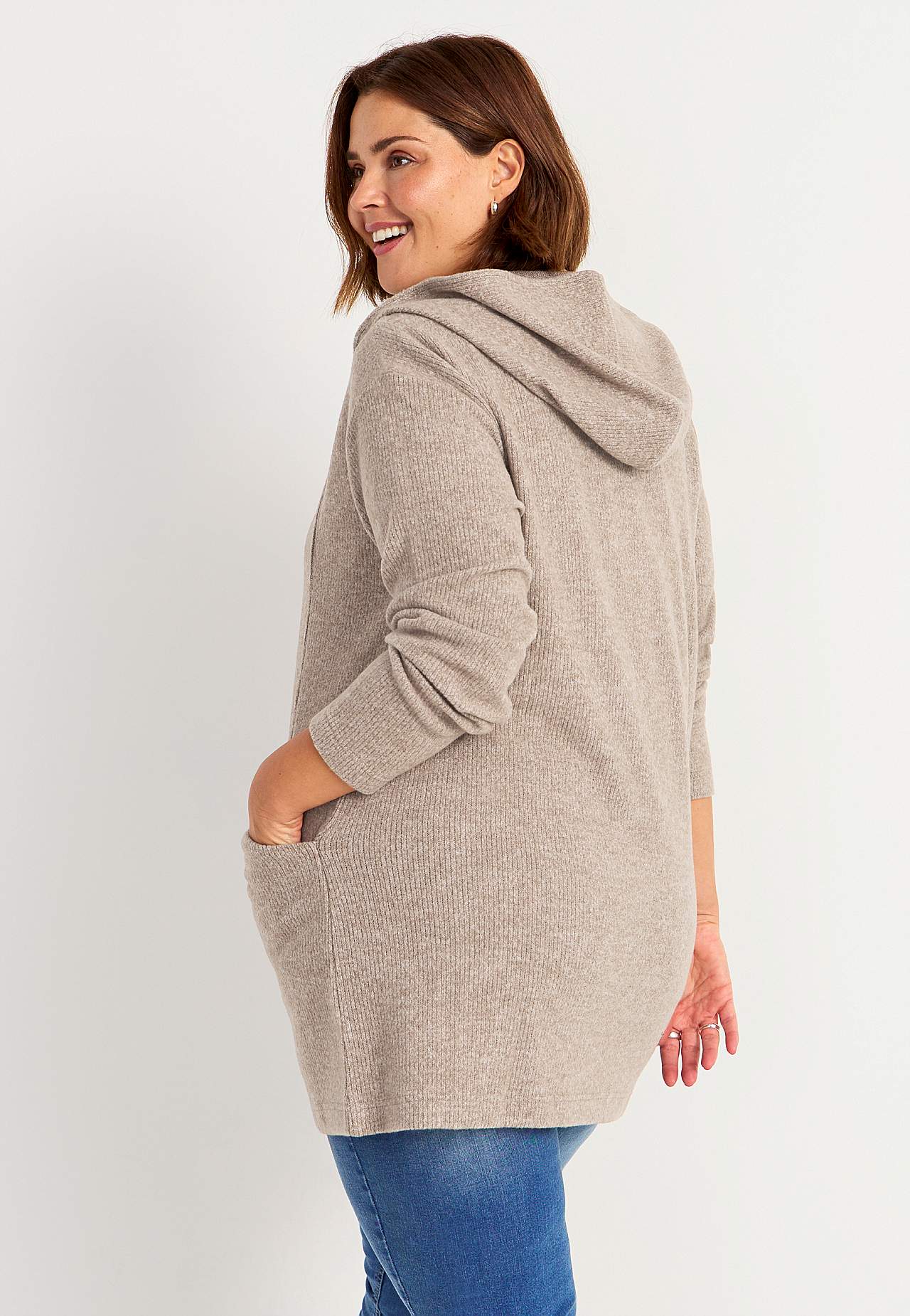 Supermjuk lång cardigan med fickor