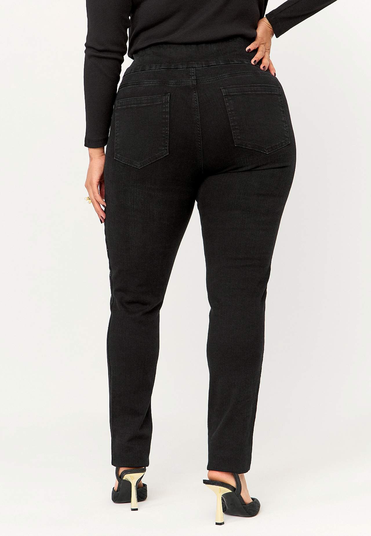 Stretchiga jeggings med strassdetaljer