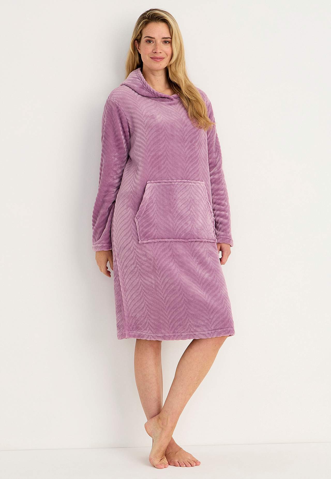 Morgonrock i mönstrad fleece Lotta