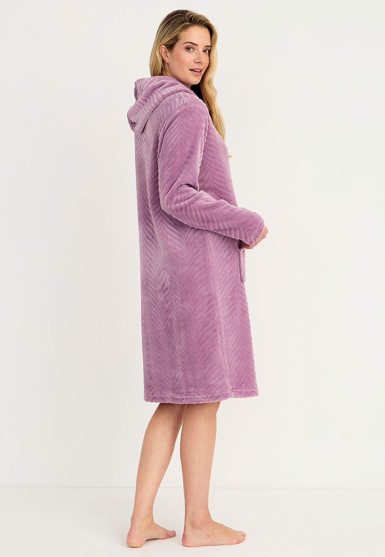 Morgonrock i mönstrad fleece Lotta
