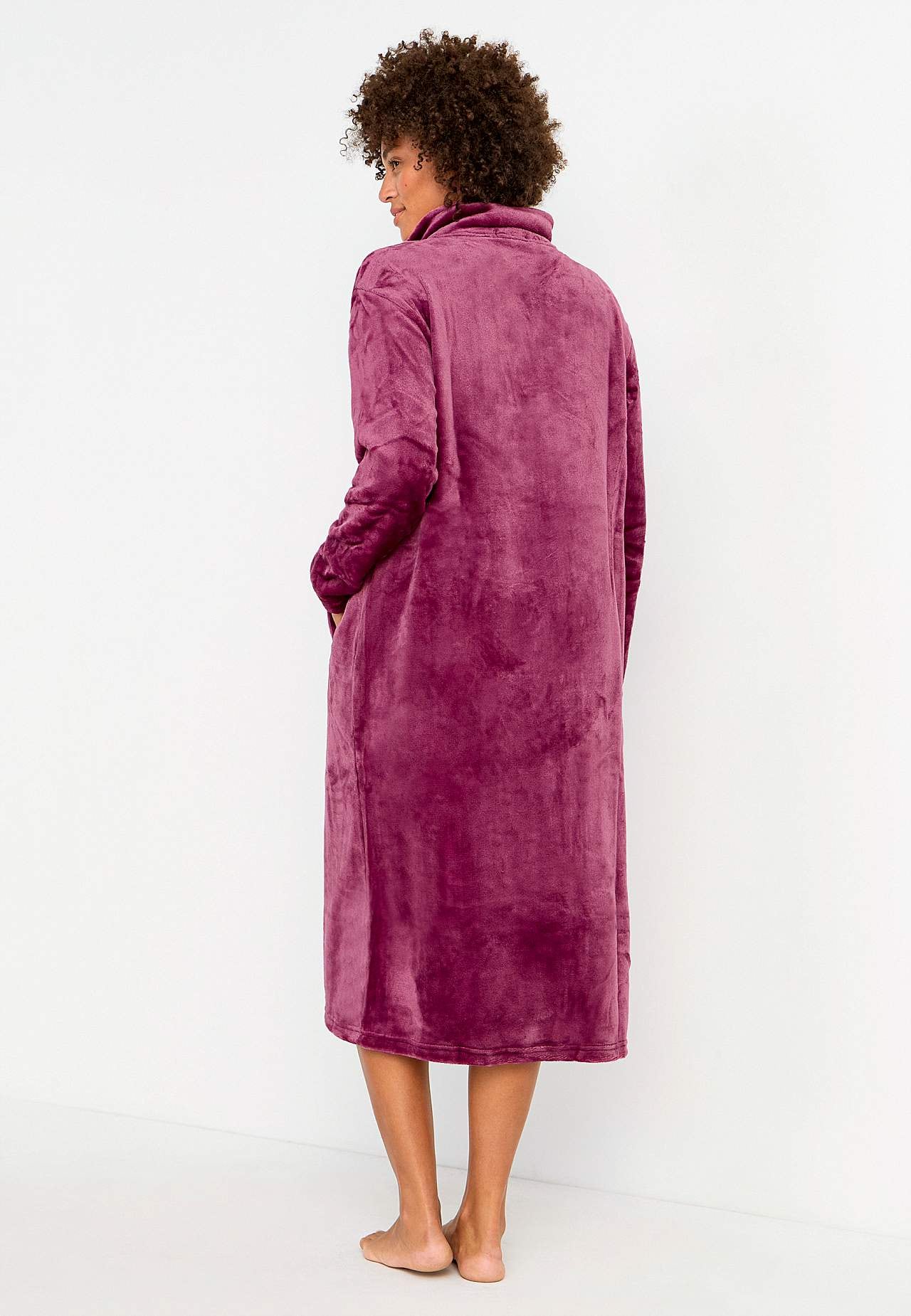 Morgonrock i fleece med sidofickor