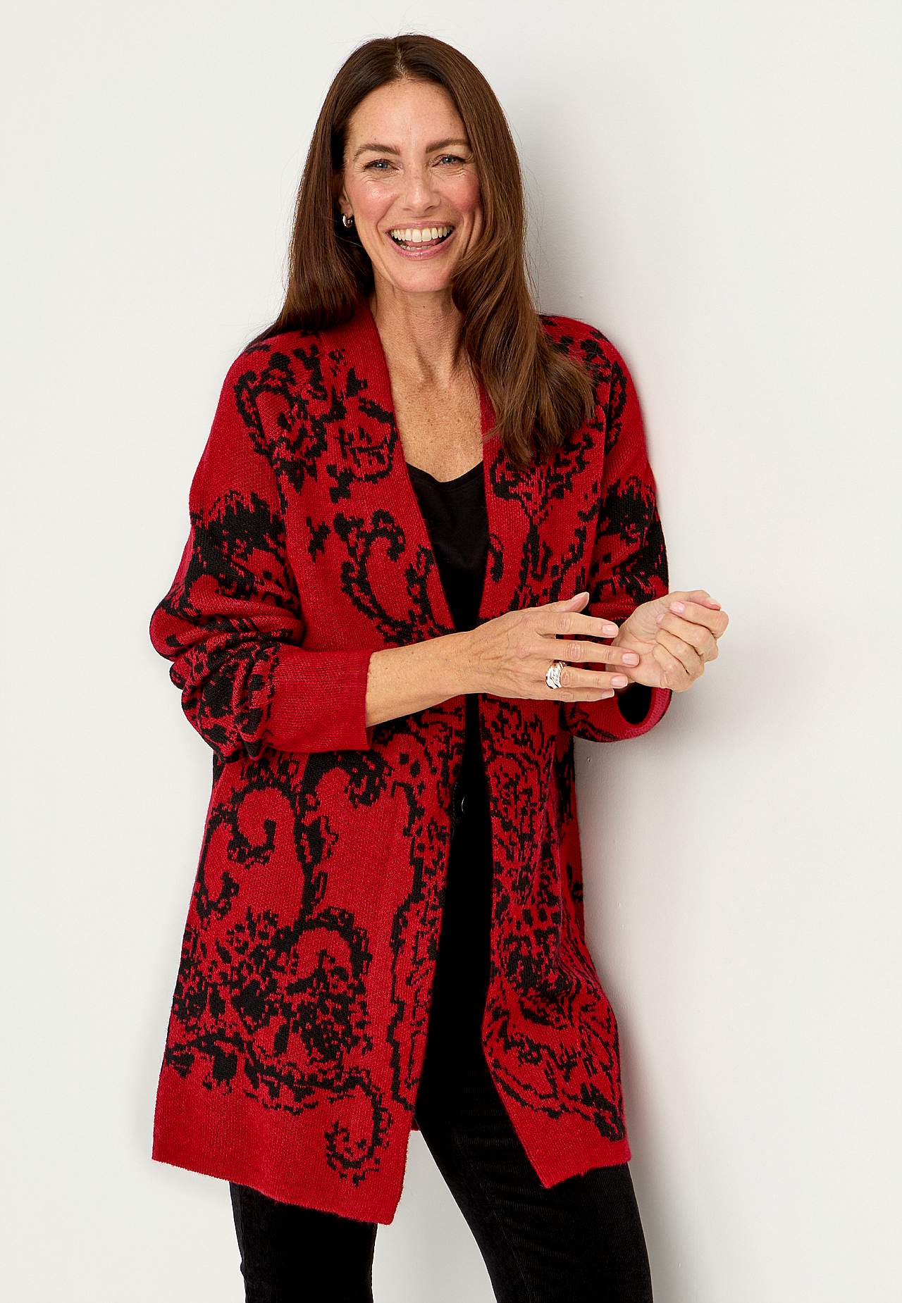 Jacquardstickad cardigan
