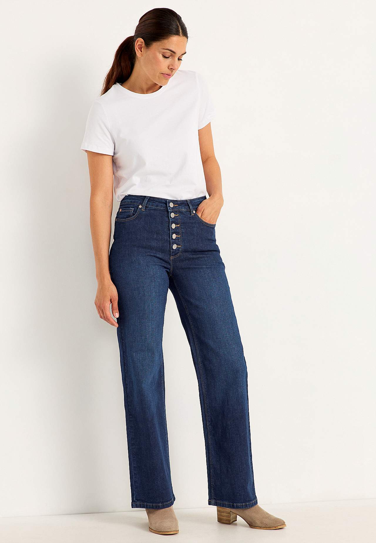 Stretchjeans med hög midja