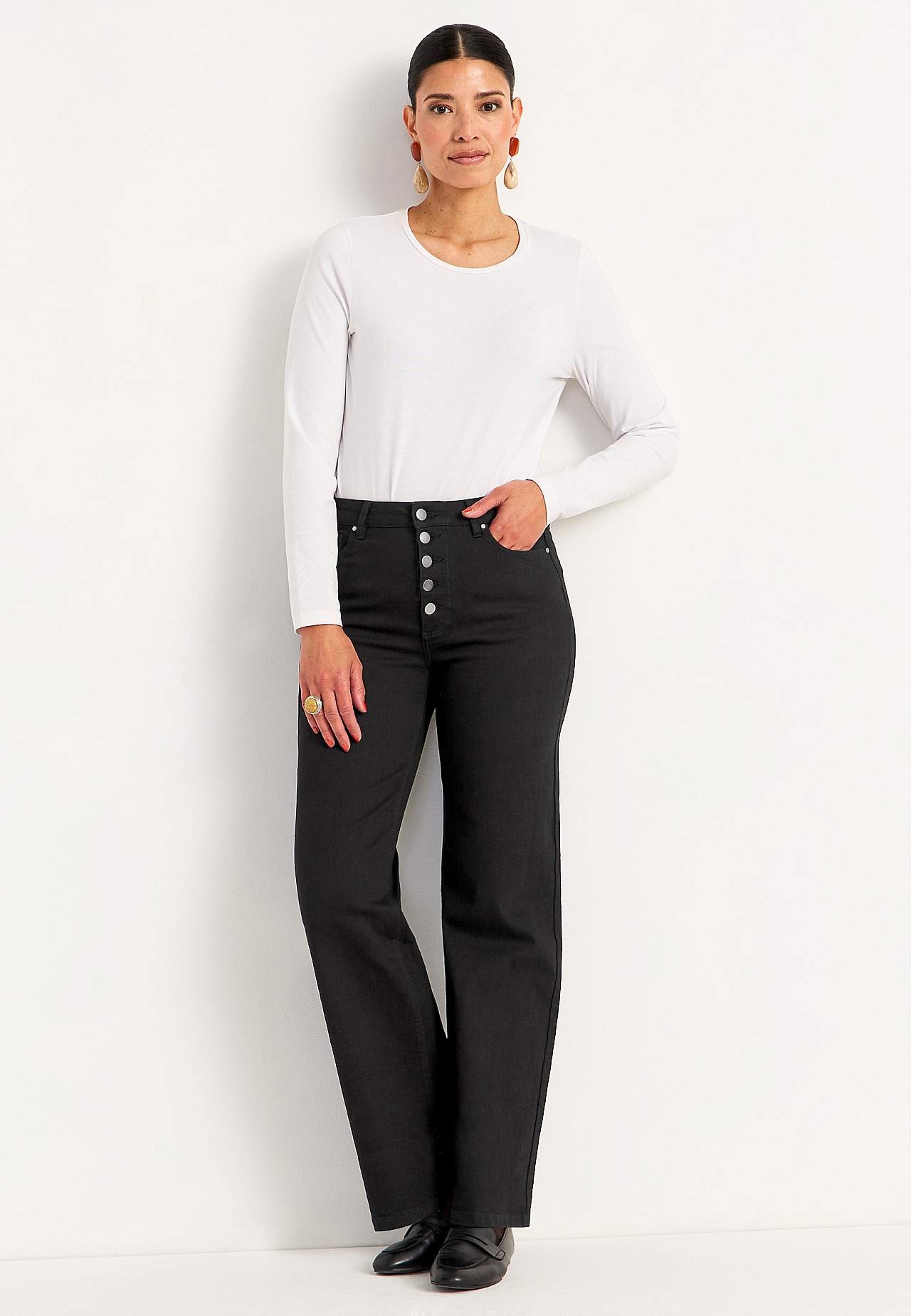 Stretchjeans med hög midja