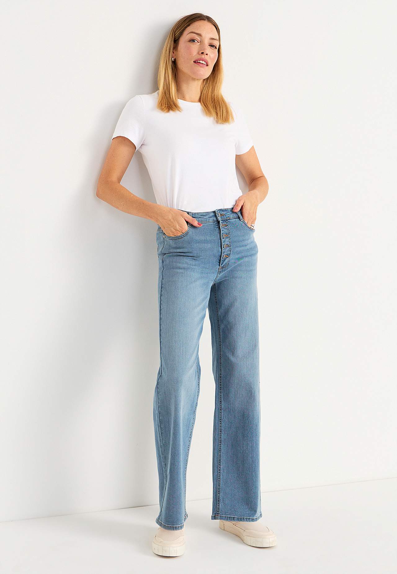 Stretchjeans med hög midja