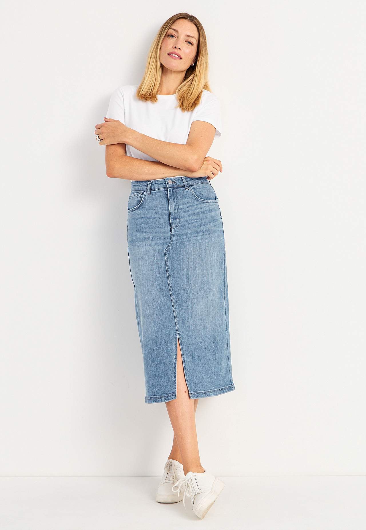 Jeanskjol med slits fram