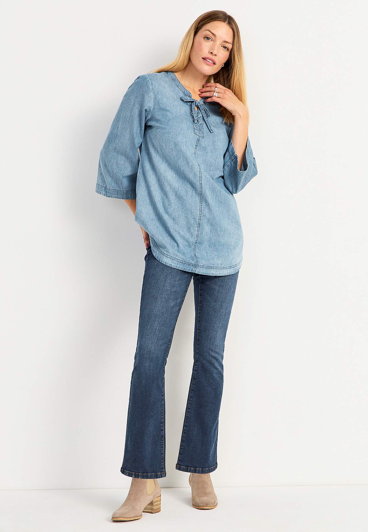 Denimtunika med snörning Ella