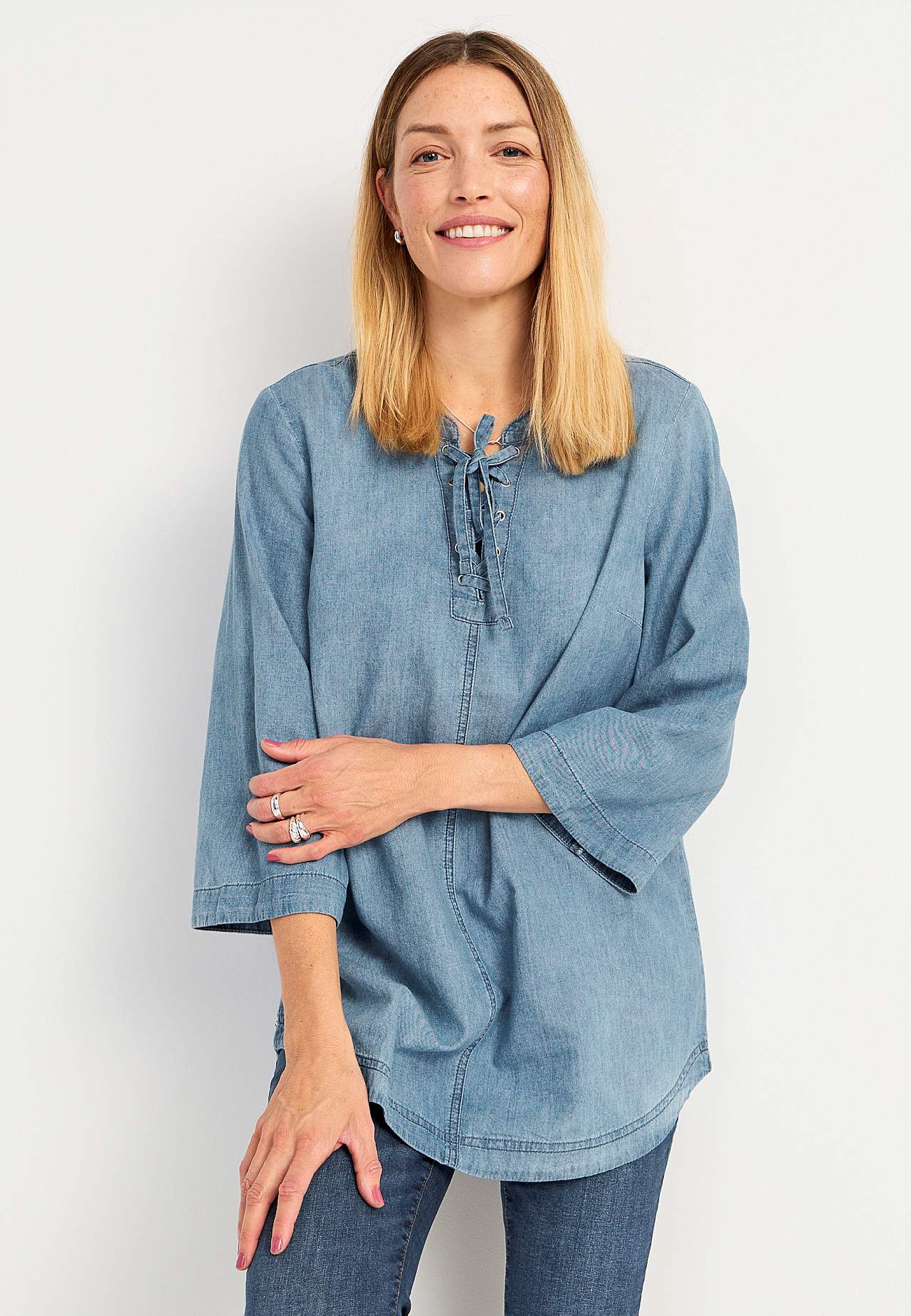 Denimtunika med snörning Ella