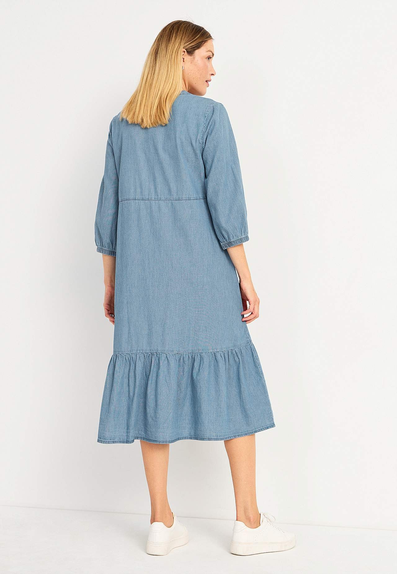 Jeansklänning med volang