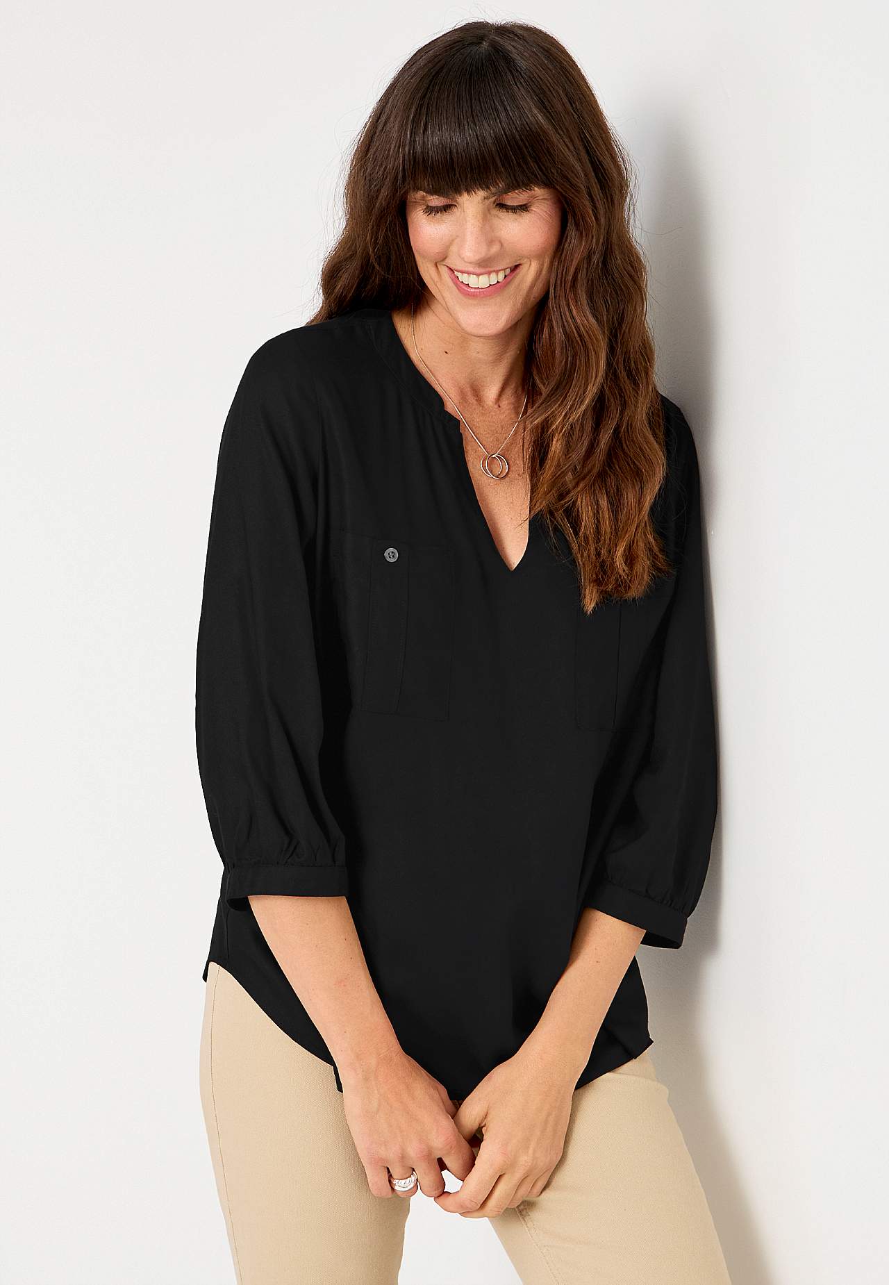 Blus med fickor Marlene
