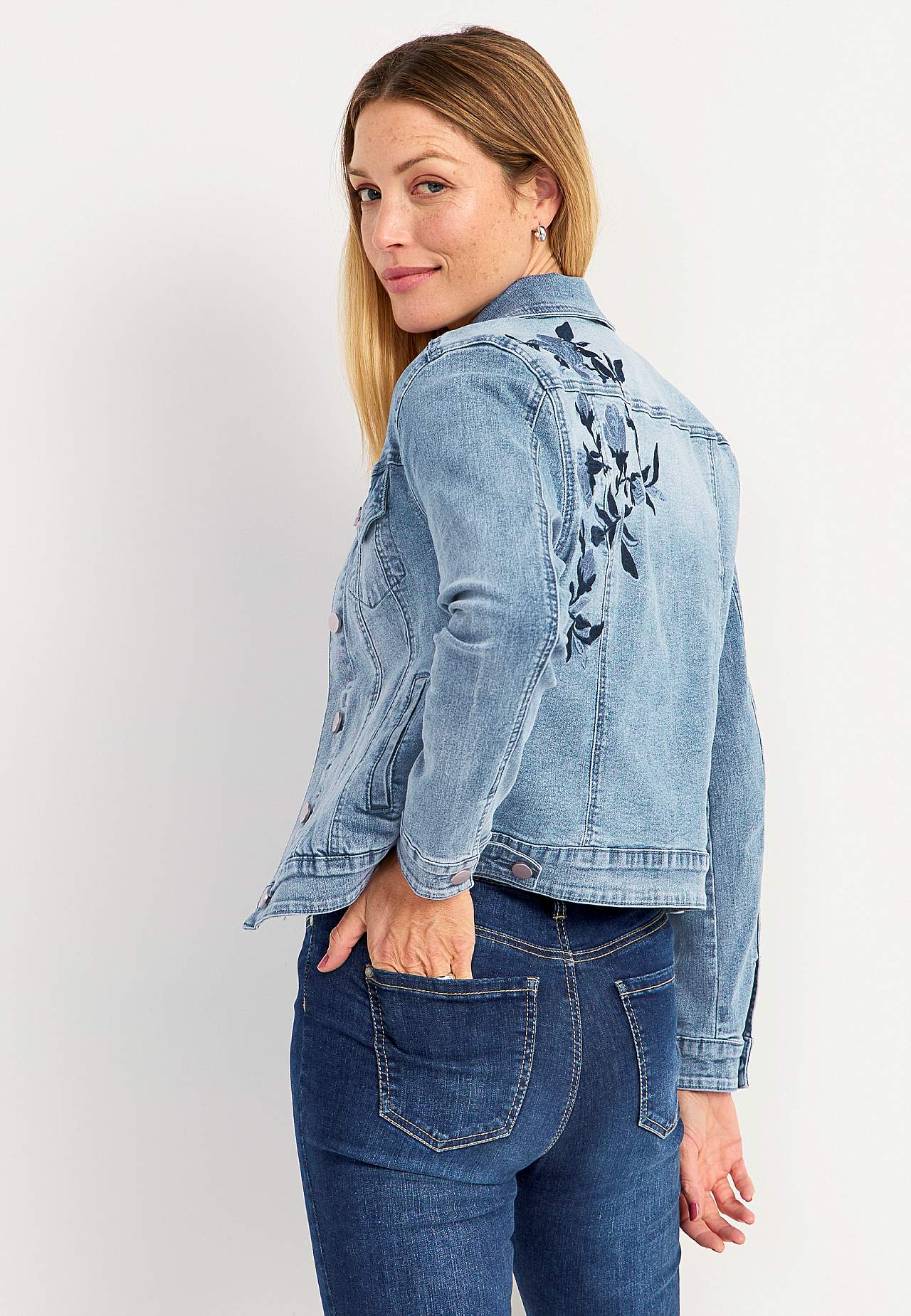 Jeansjacka med broderier