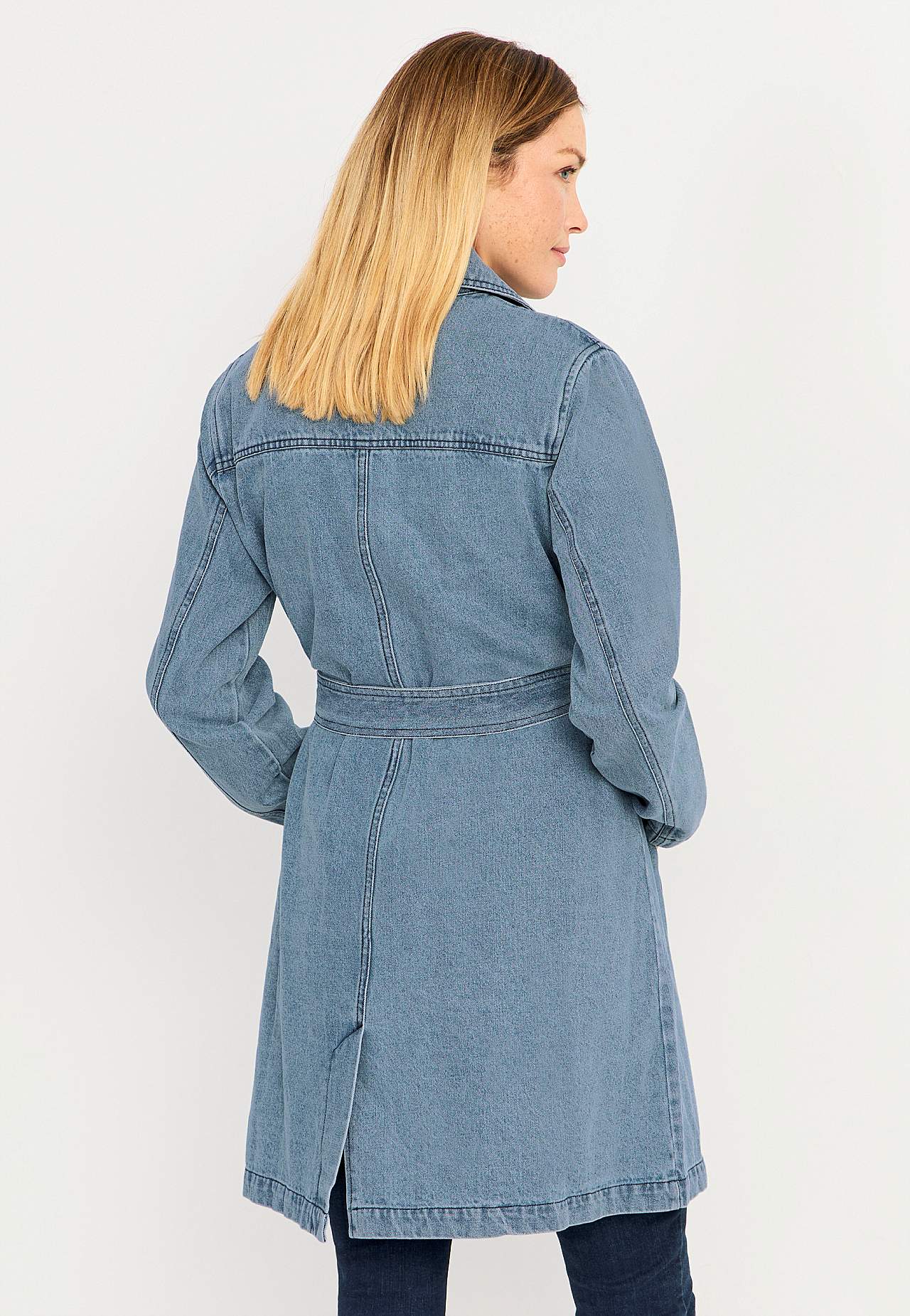 Kappa i denim med knytskärp