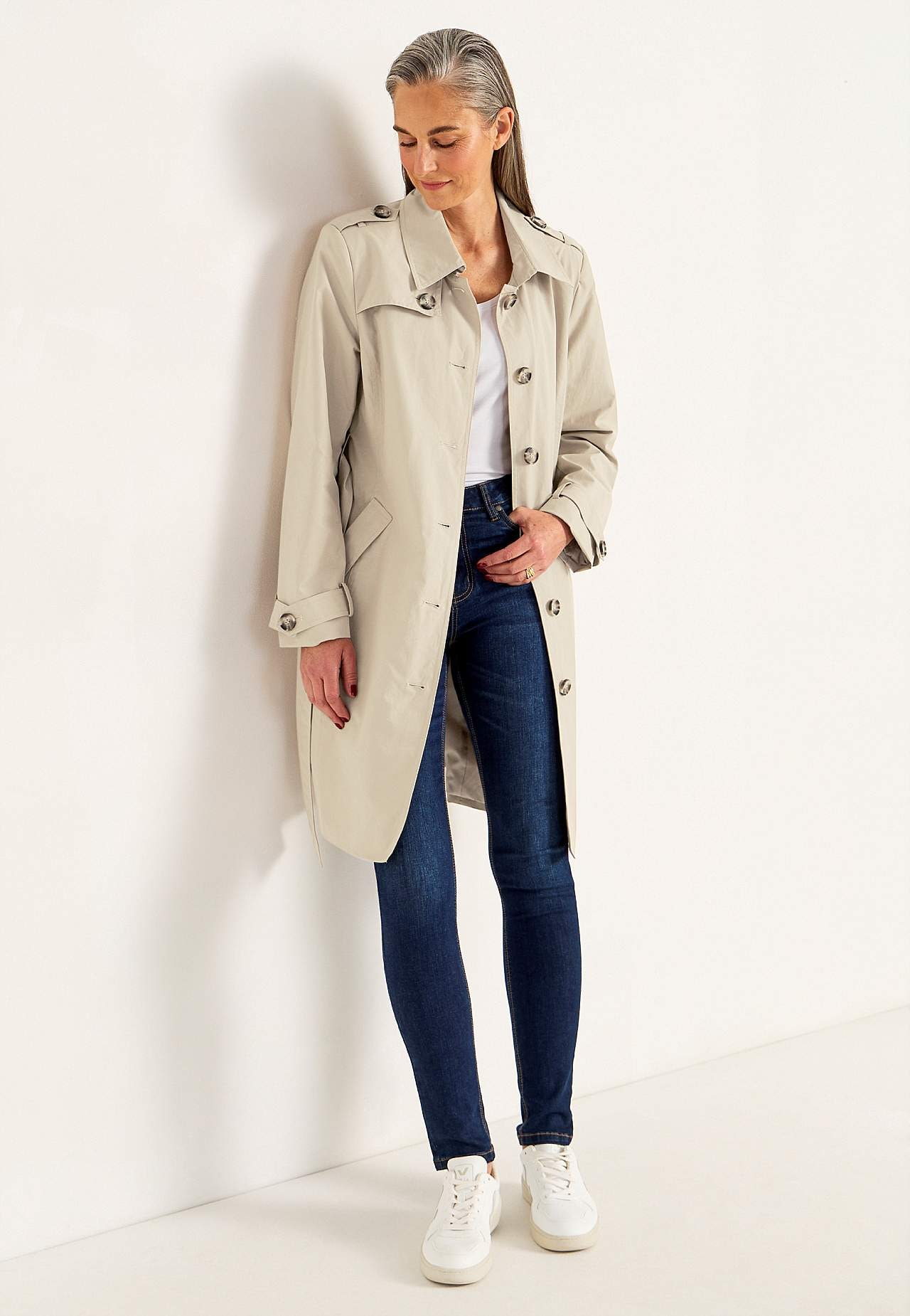 Enkelknäppt trenchcoat