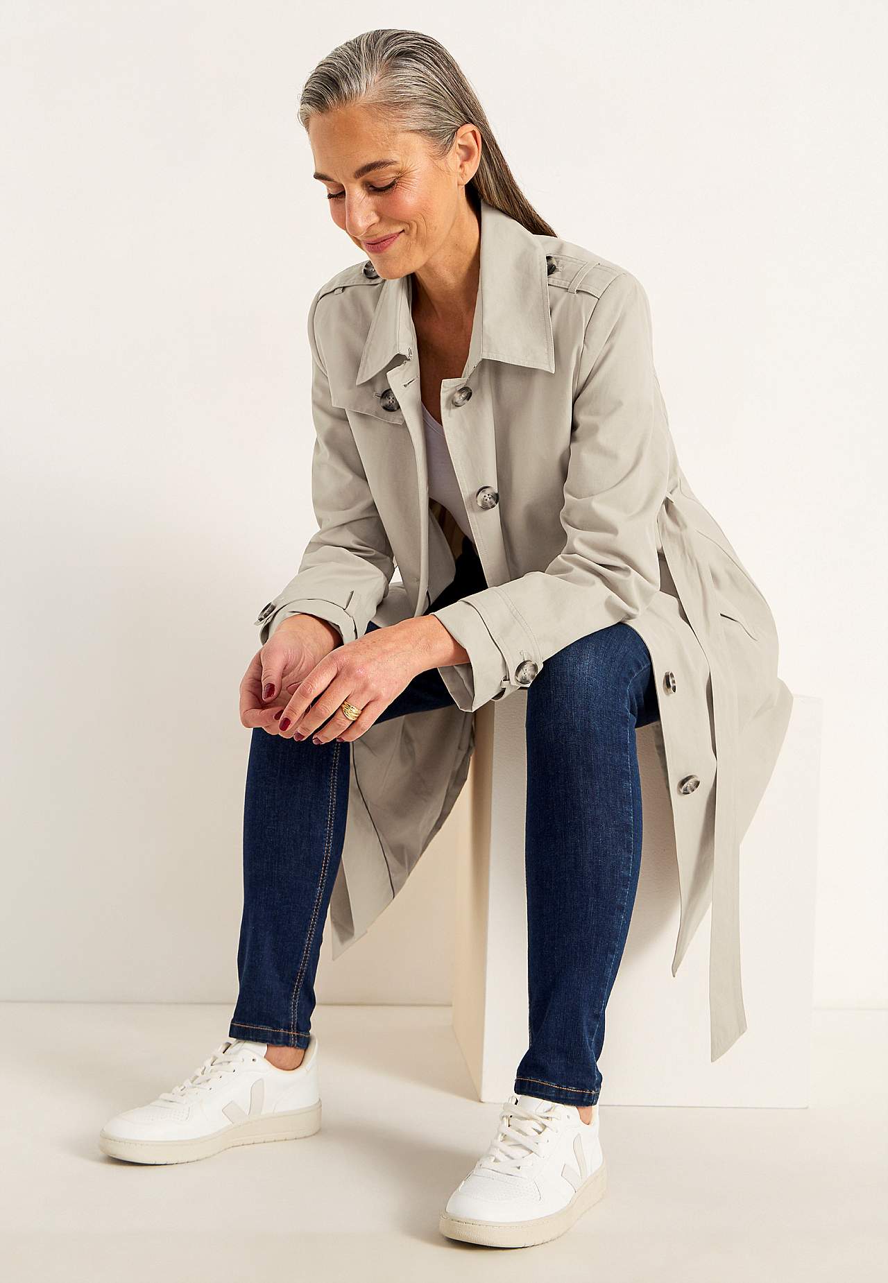 Enkelknäppt trenchcoat
