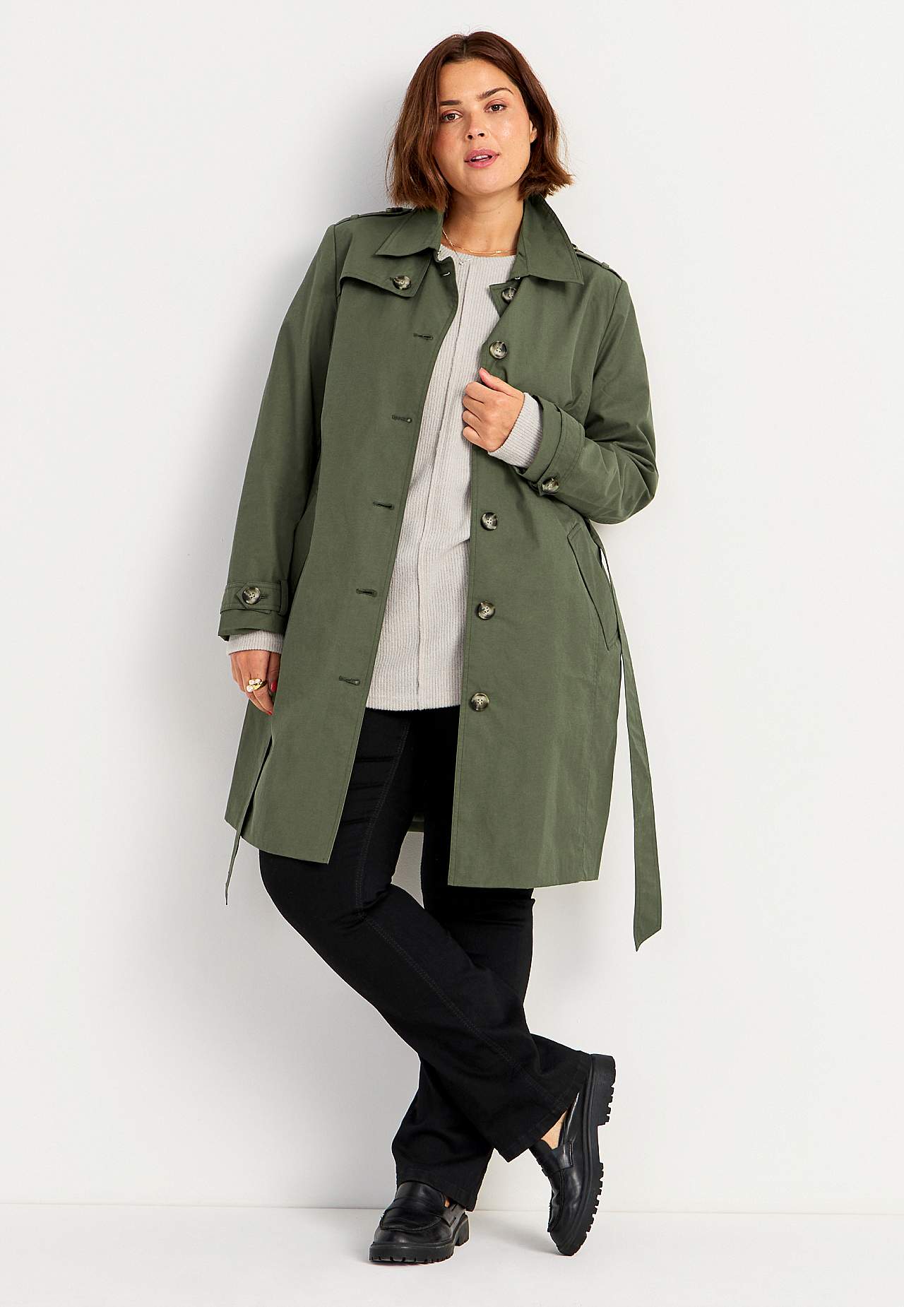 Enkelknäppt trenchcoat