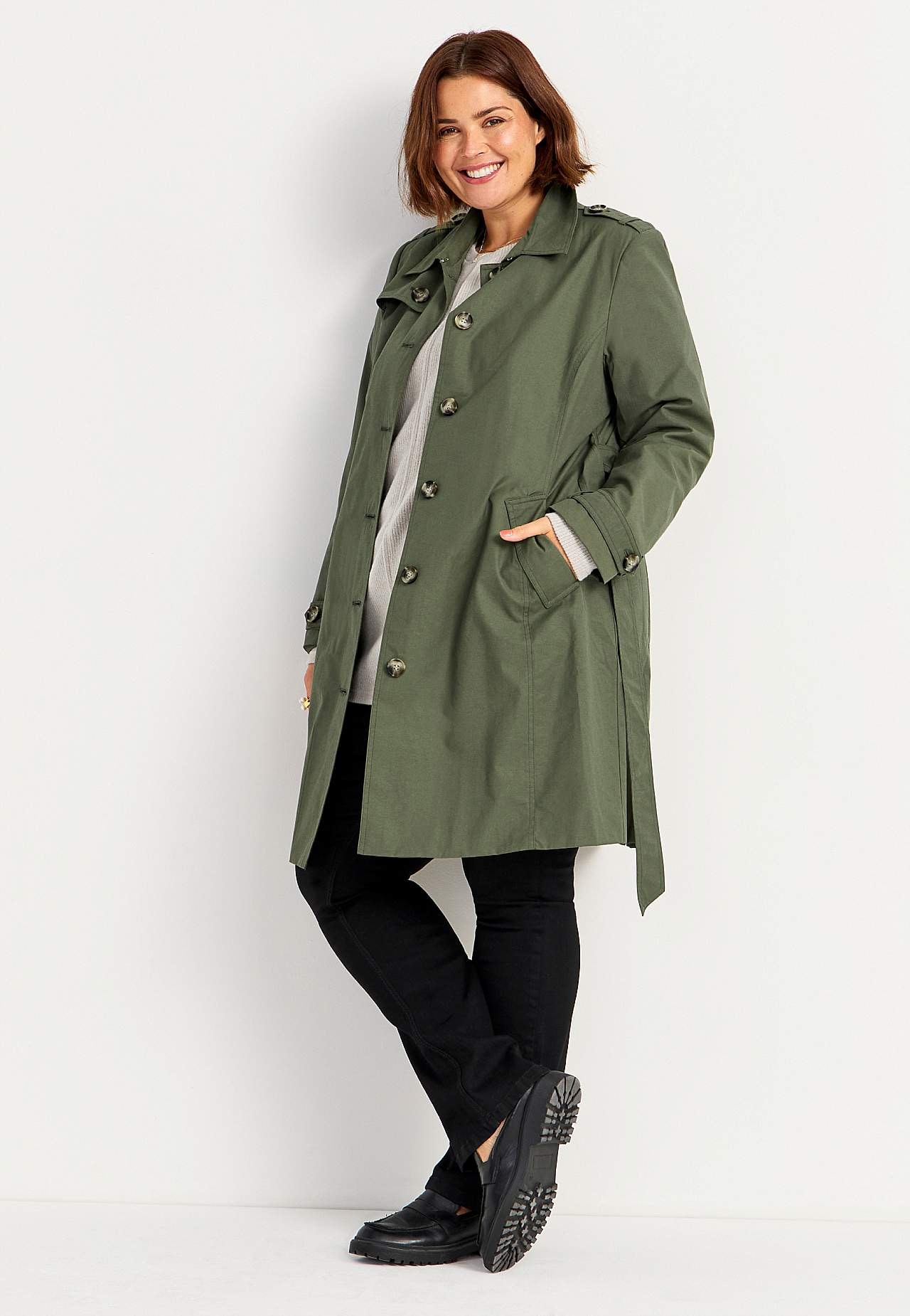 Enkelknäppt trenchcoat