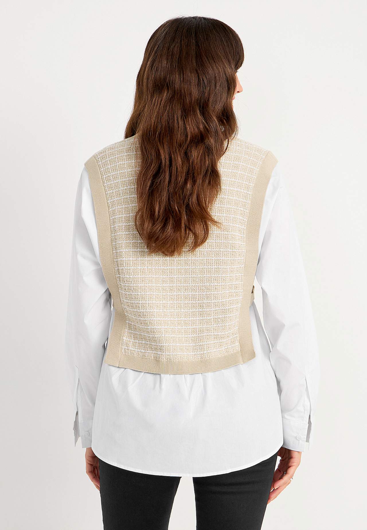 Skjorta med fastsydd pullover