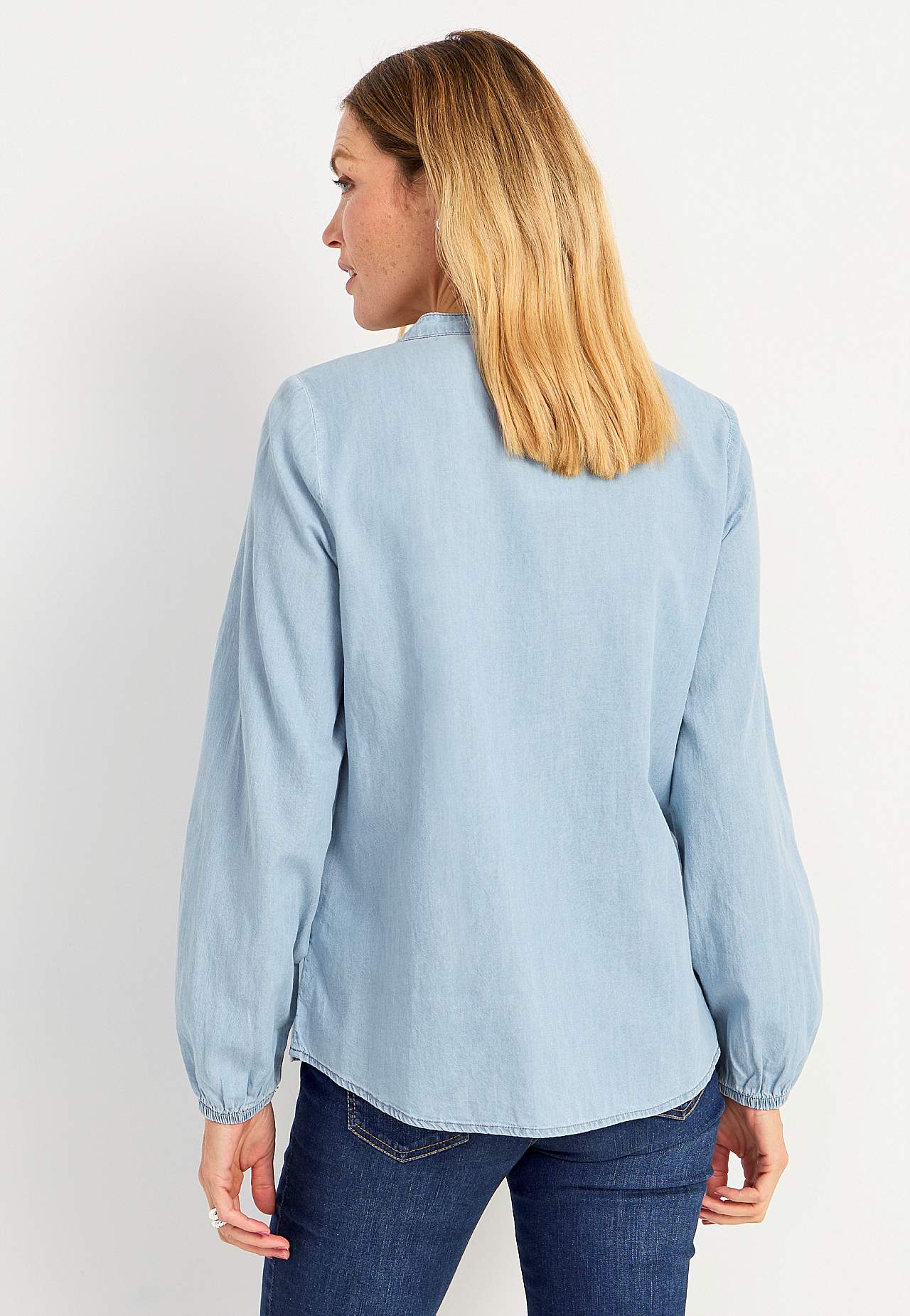 Jeansskjorta med volangdetaljer