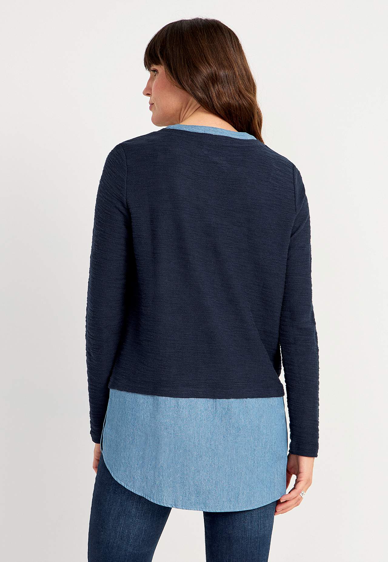 Trikåtunika med detaljer i denim Denise