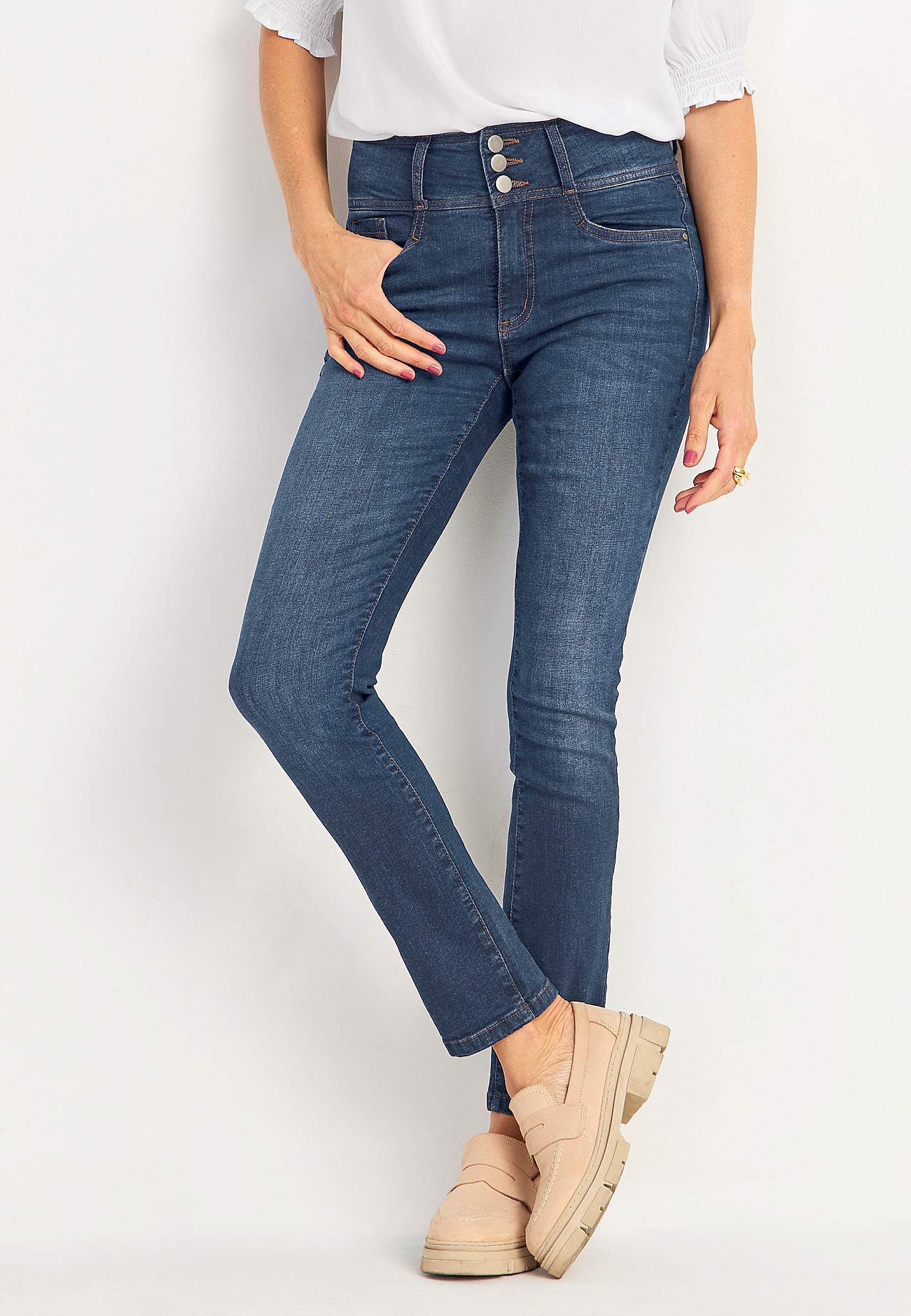 Smala jeans med hög midja - tre längder