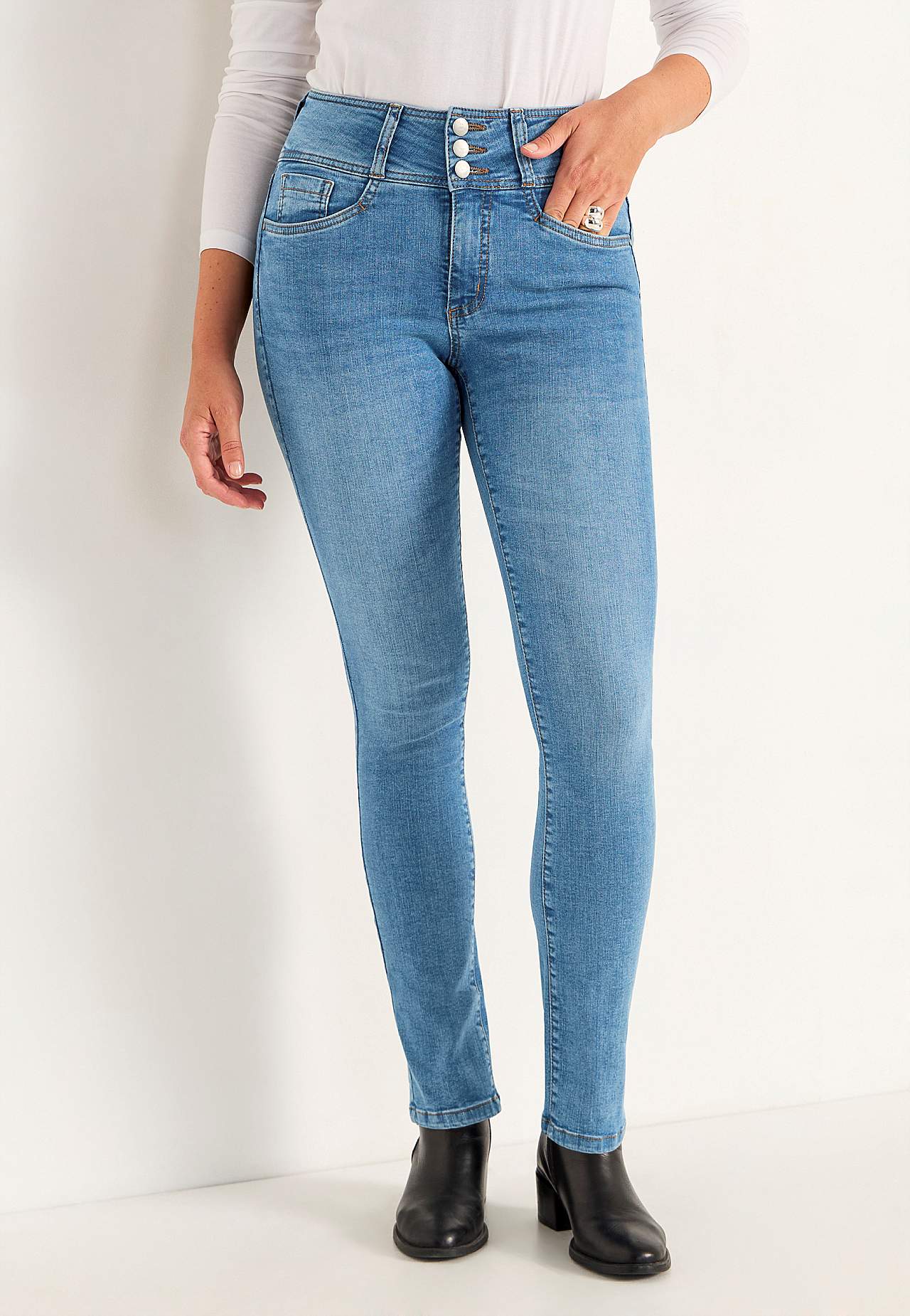 Smala jeans med hög midja - tre längder