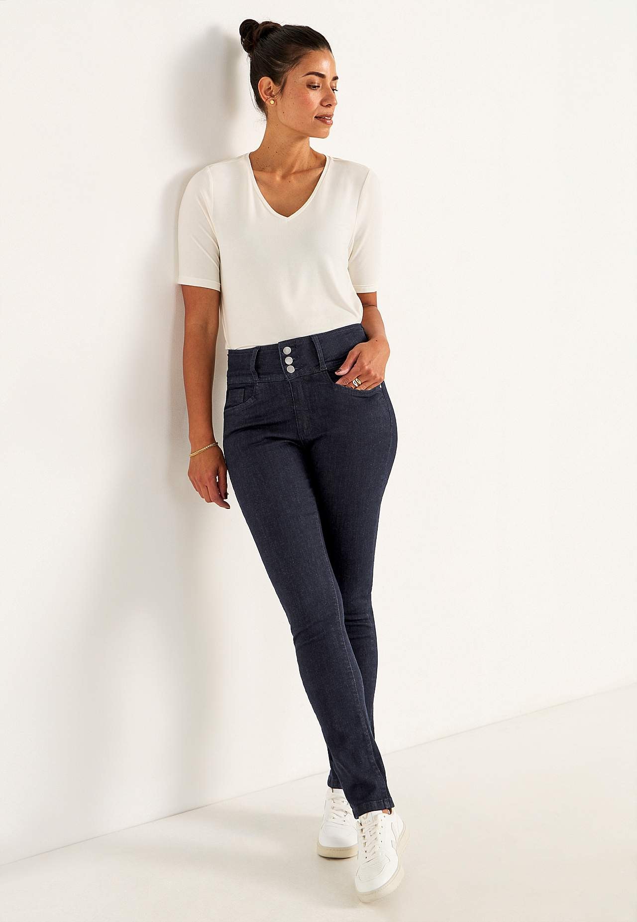 Smala jeans med hög midja - tre längder
