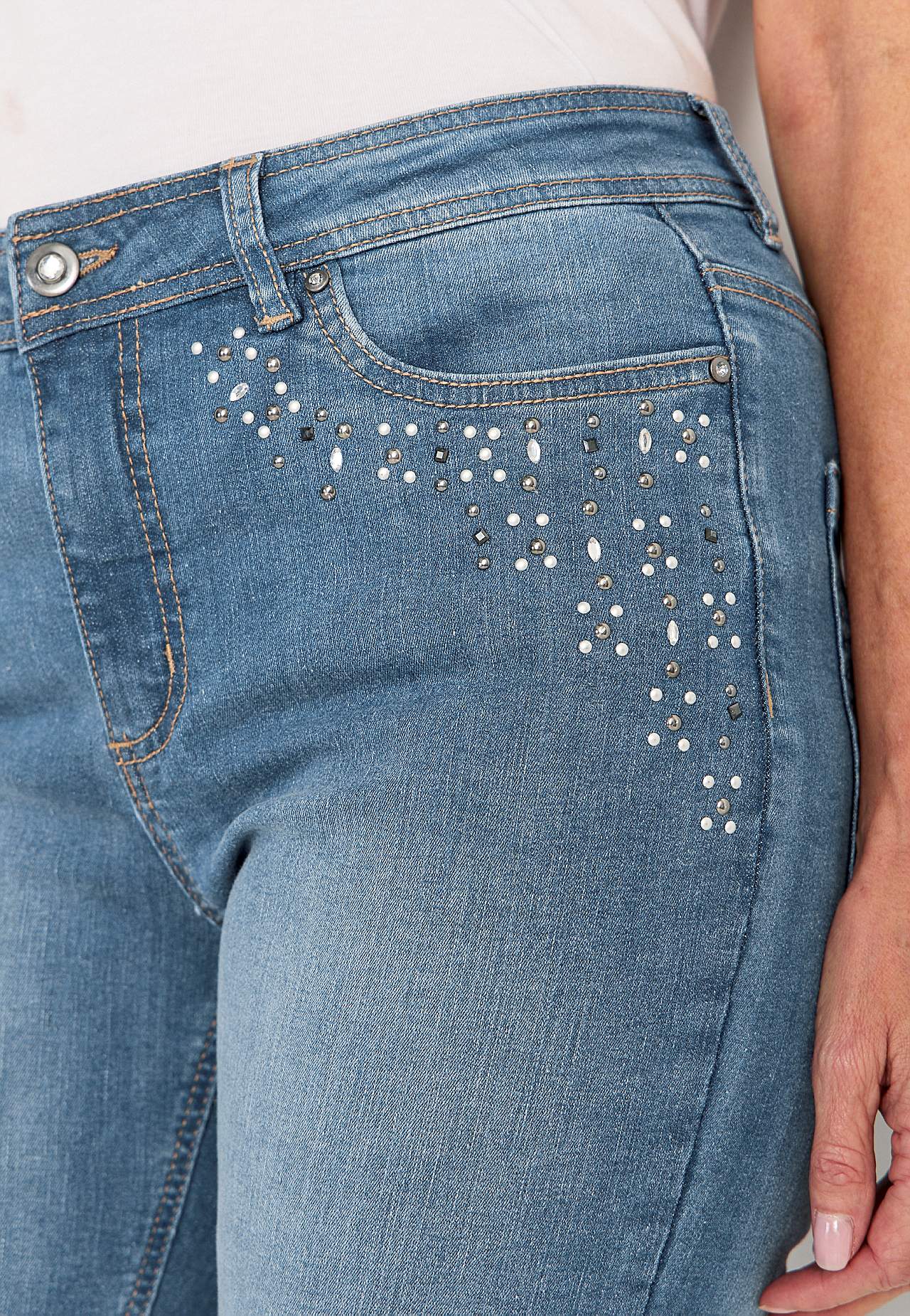Ankeljeans med pärlor och strass Johanna
