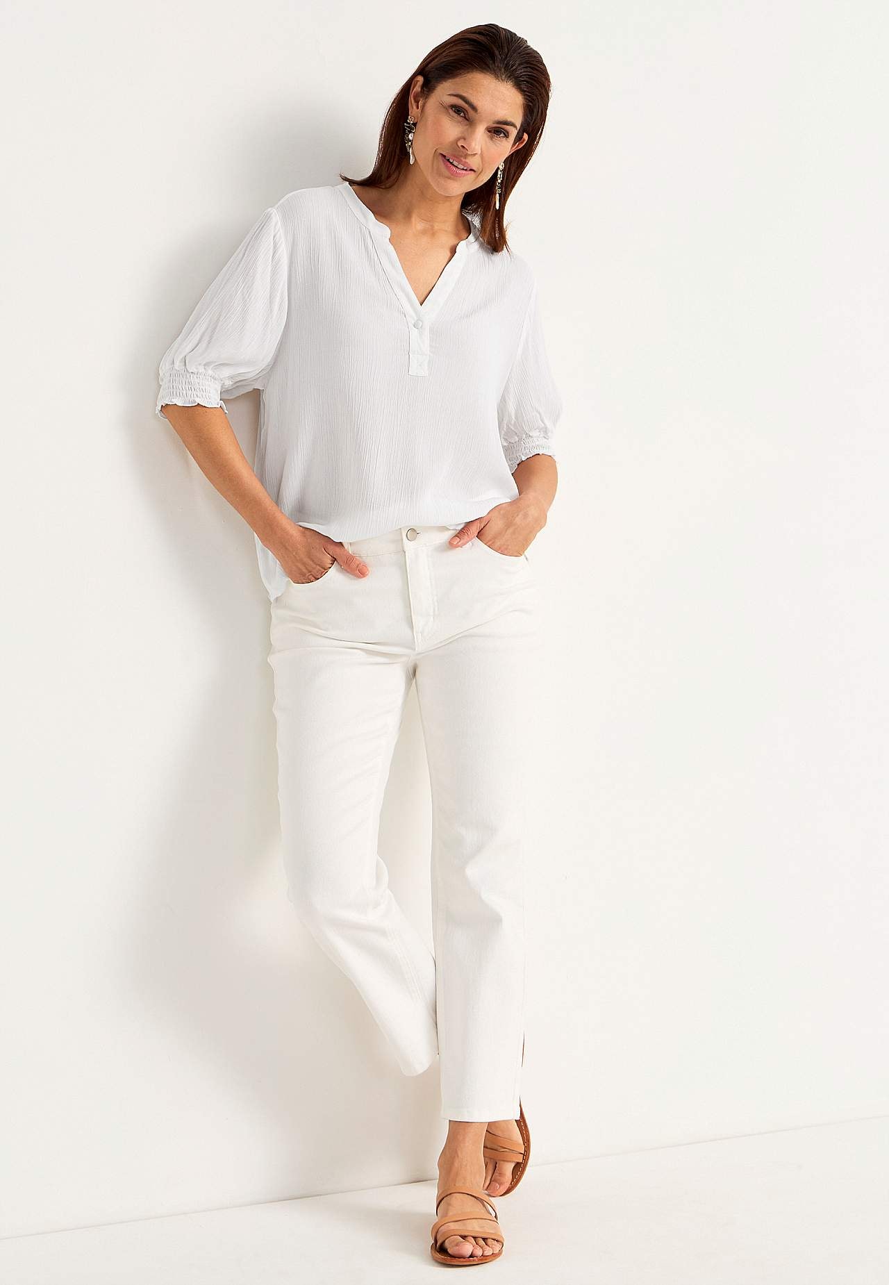 Crepe blus med smock