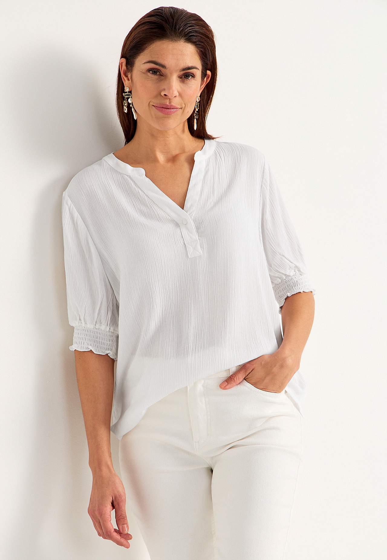Crepe blus med smock