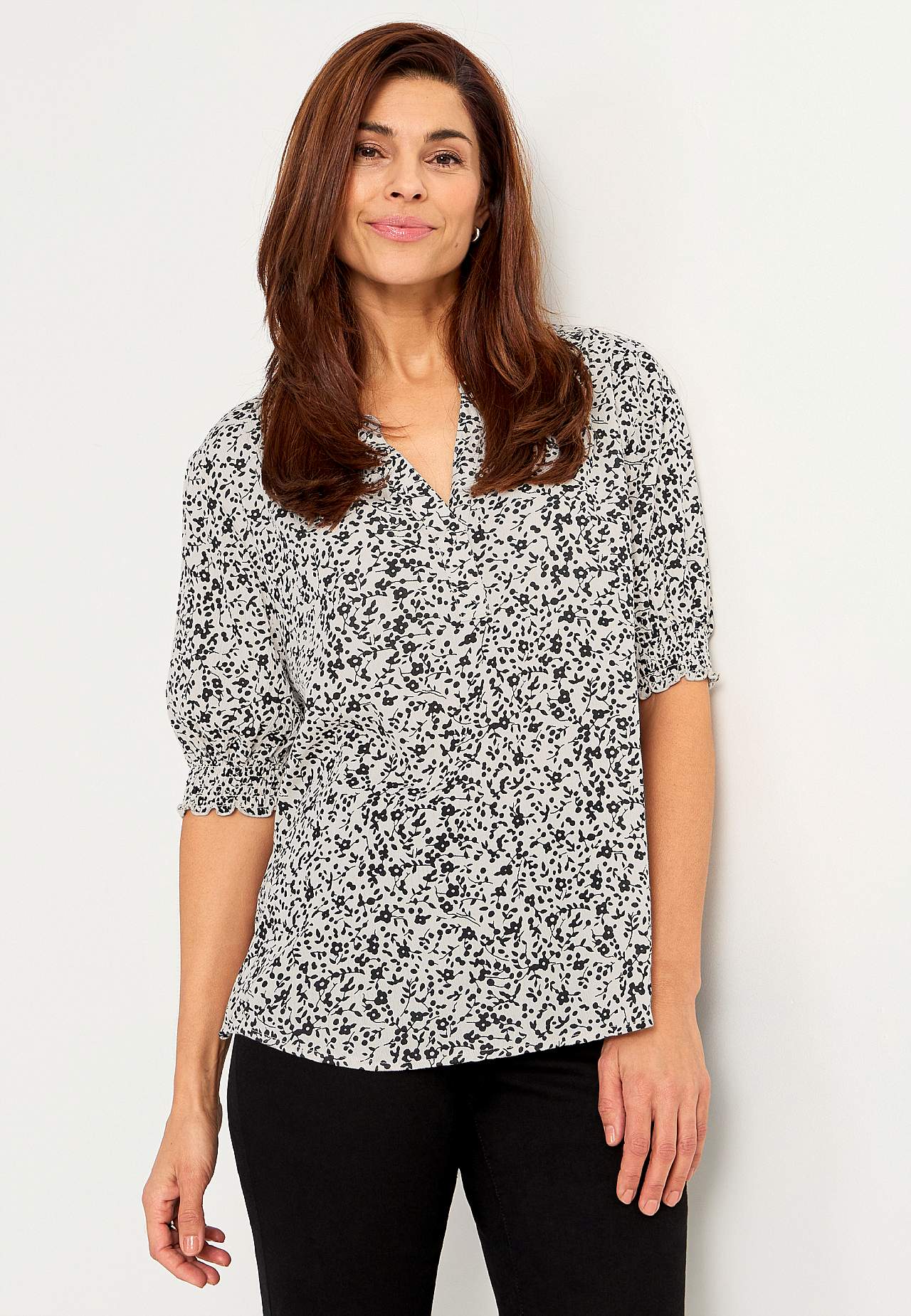Crepe blus med smock
