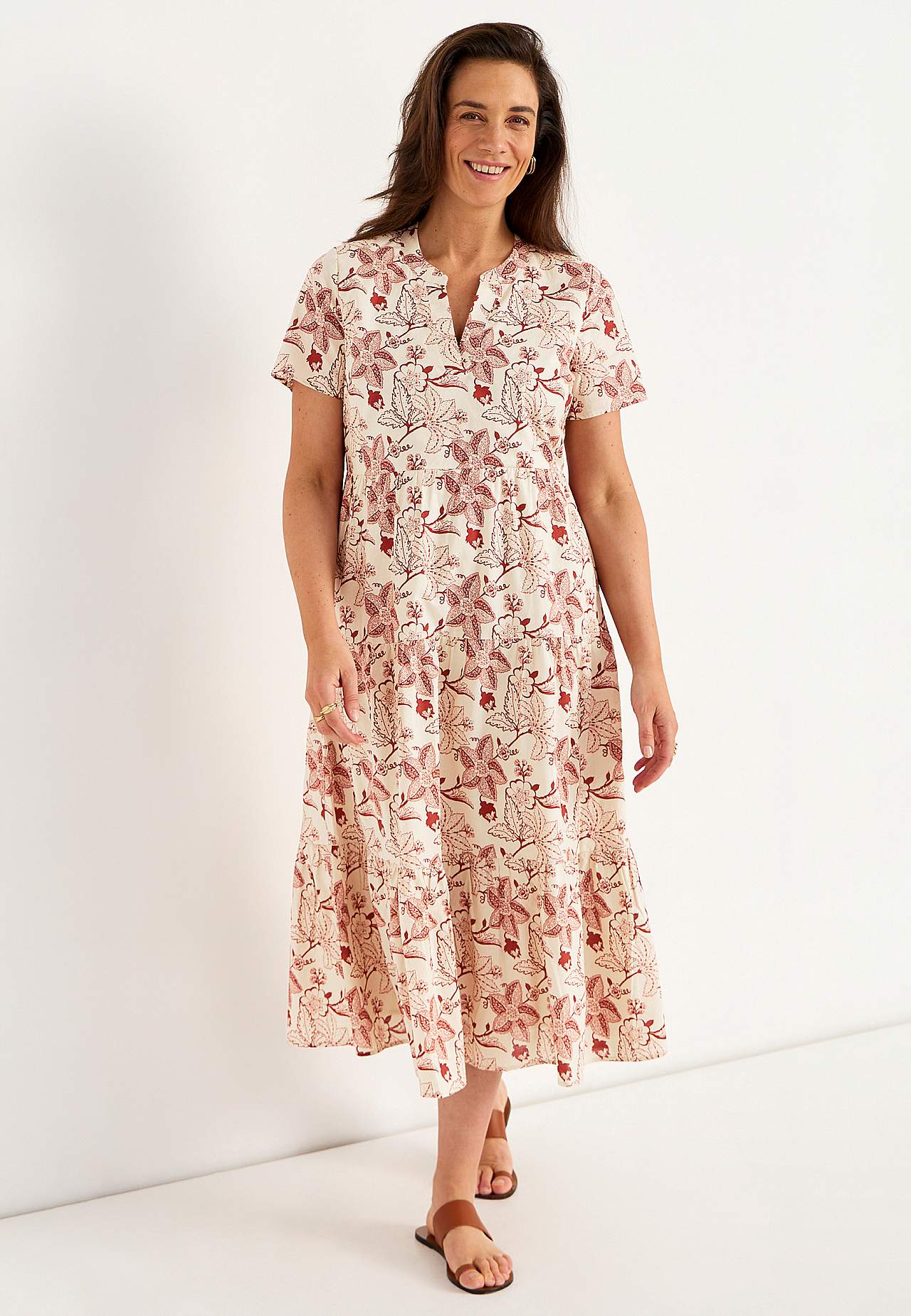 Bomullsklänning med volang