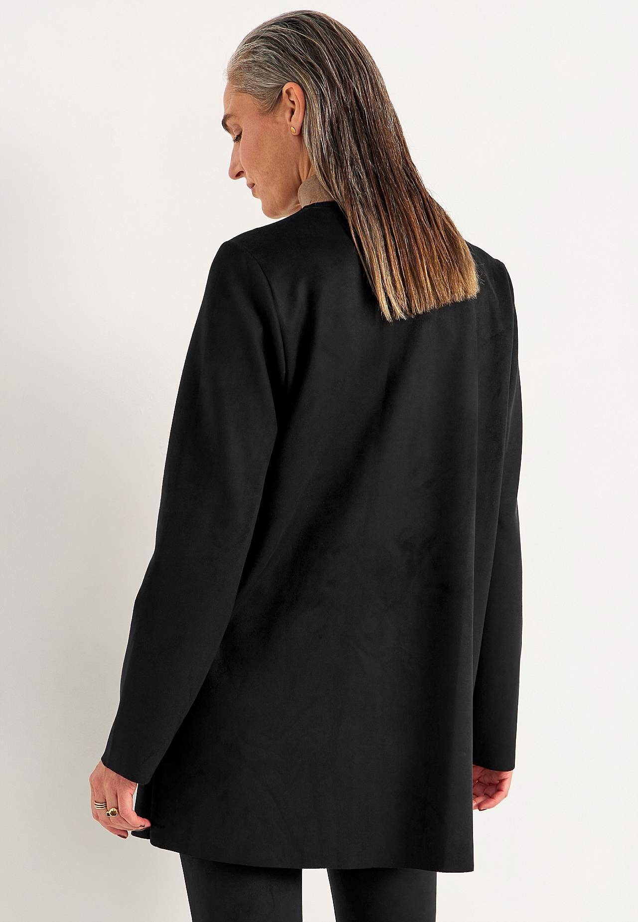 Trikåkavaj med mocka-look