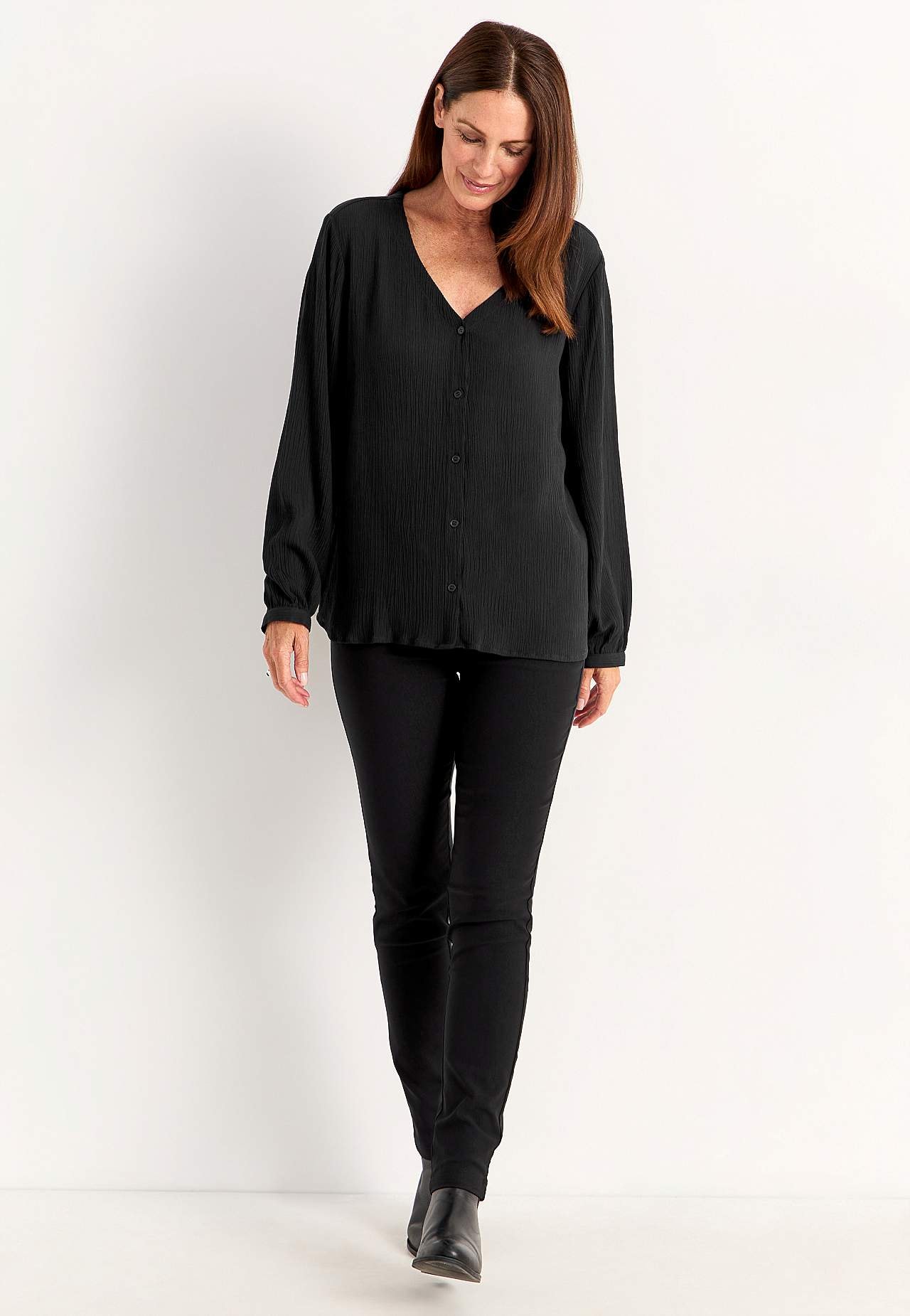 Blus med crepe-kvalitet