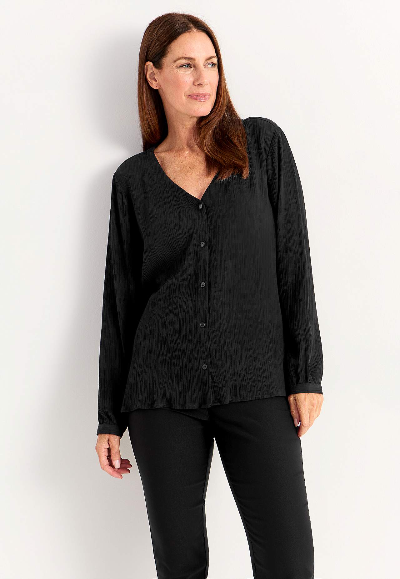 Blus med crepe-kvalitet