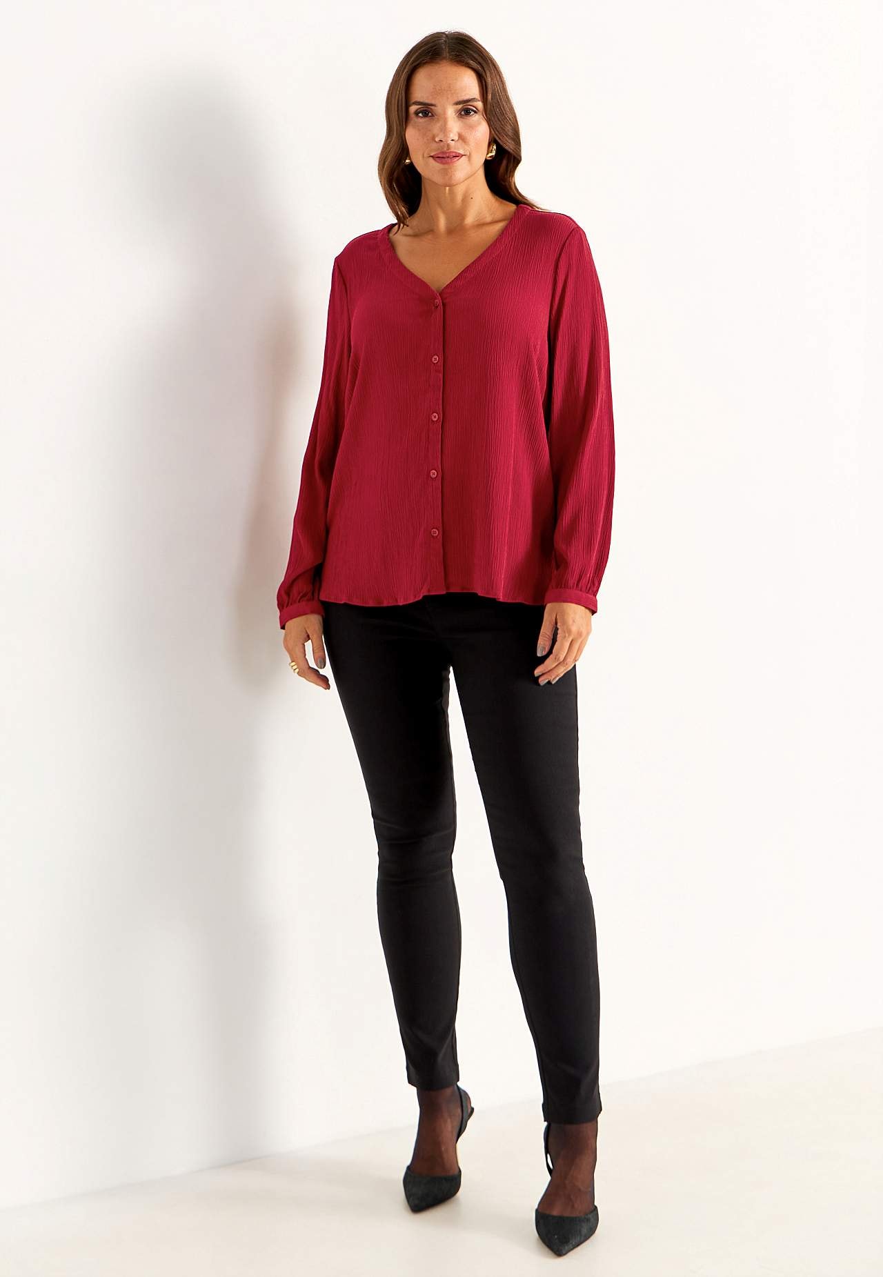 Blus med crepe-kvalitet