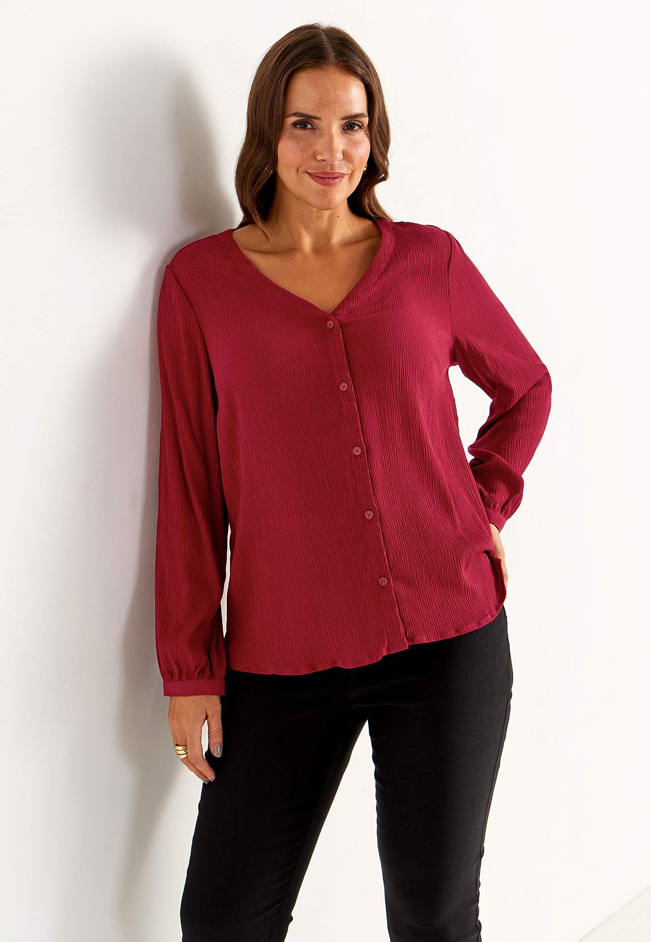 Blus med crepe-kvalitet