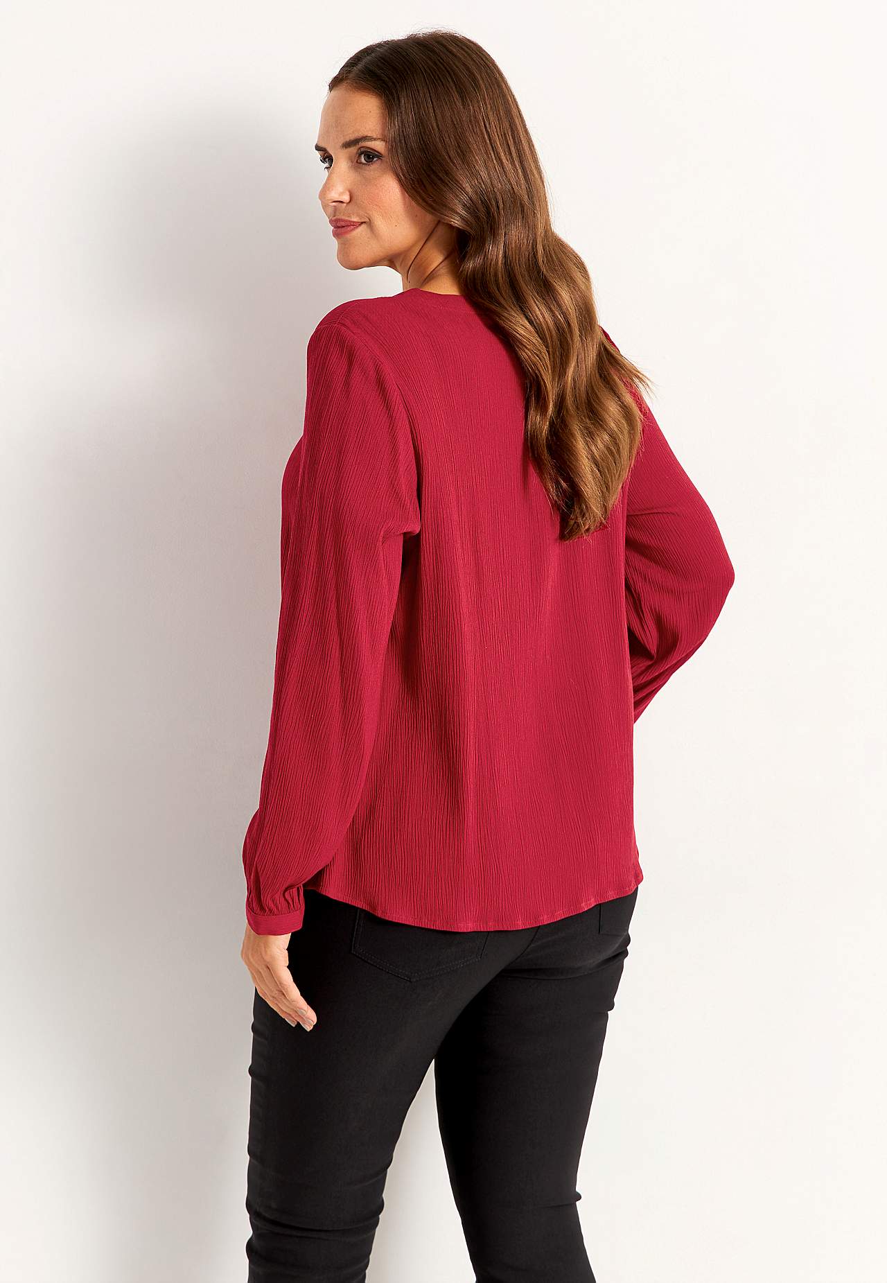 Blus med crepe-kvalitet