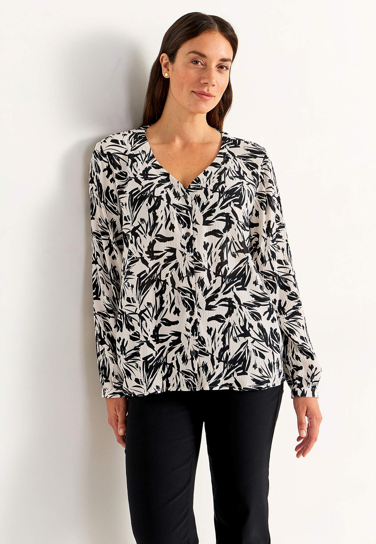 Blus med crepe-kvalitet