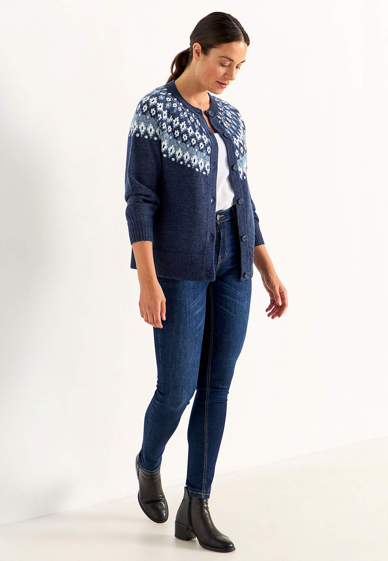 Jacquardmönstrad cardigan