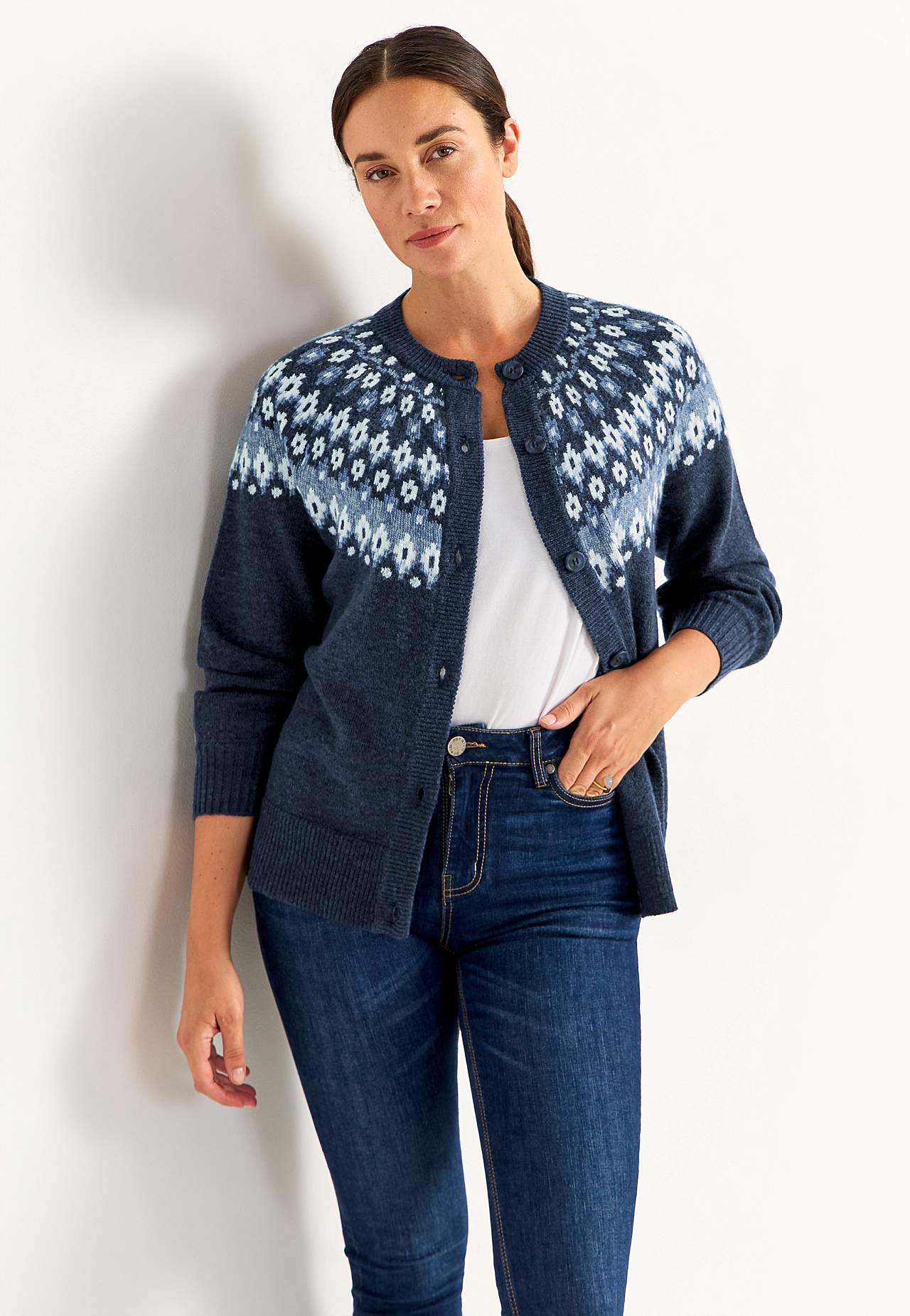 Jacquardmönstrad cardigan