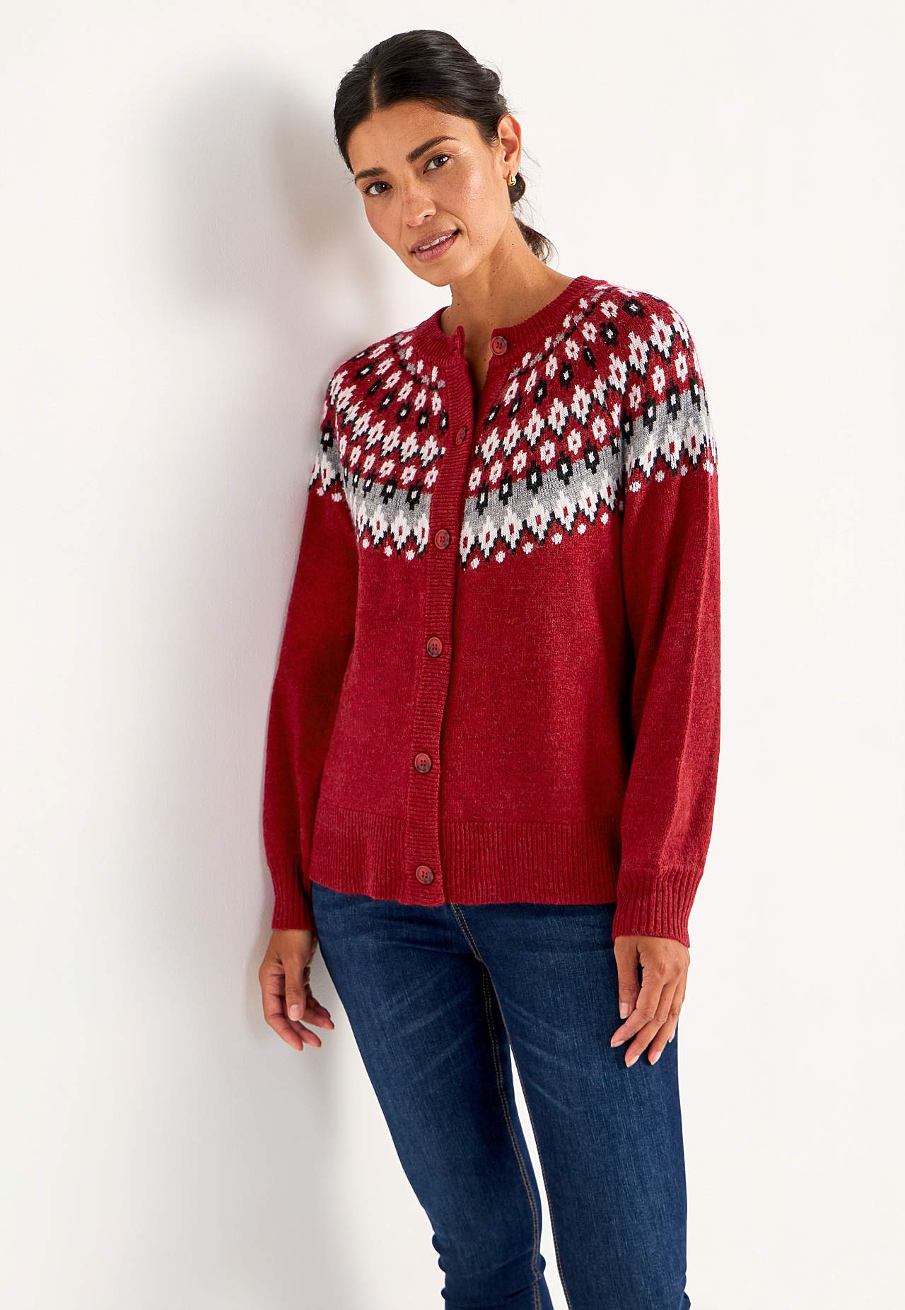 Jacquardmönstrad cardigan