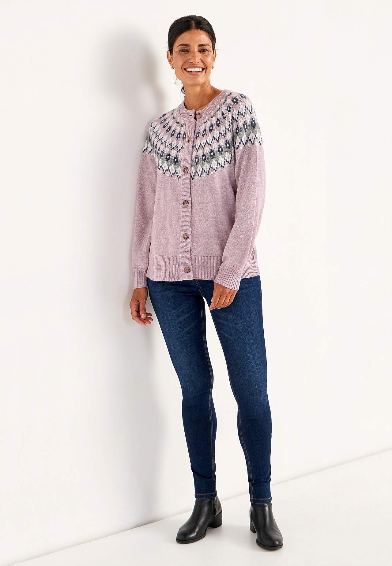 Jacquardmönstrad cardigan
