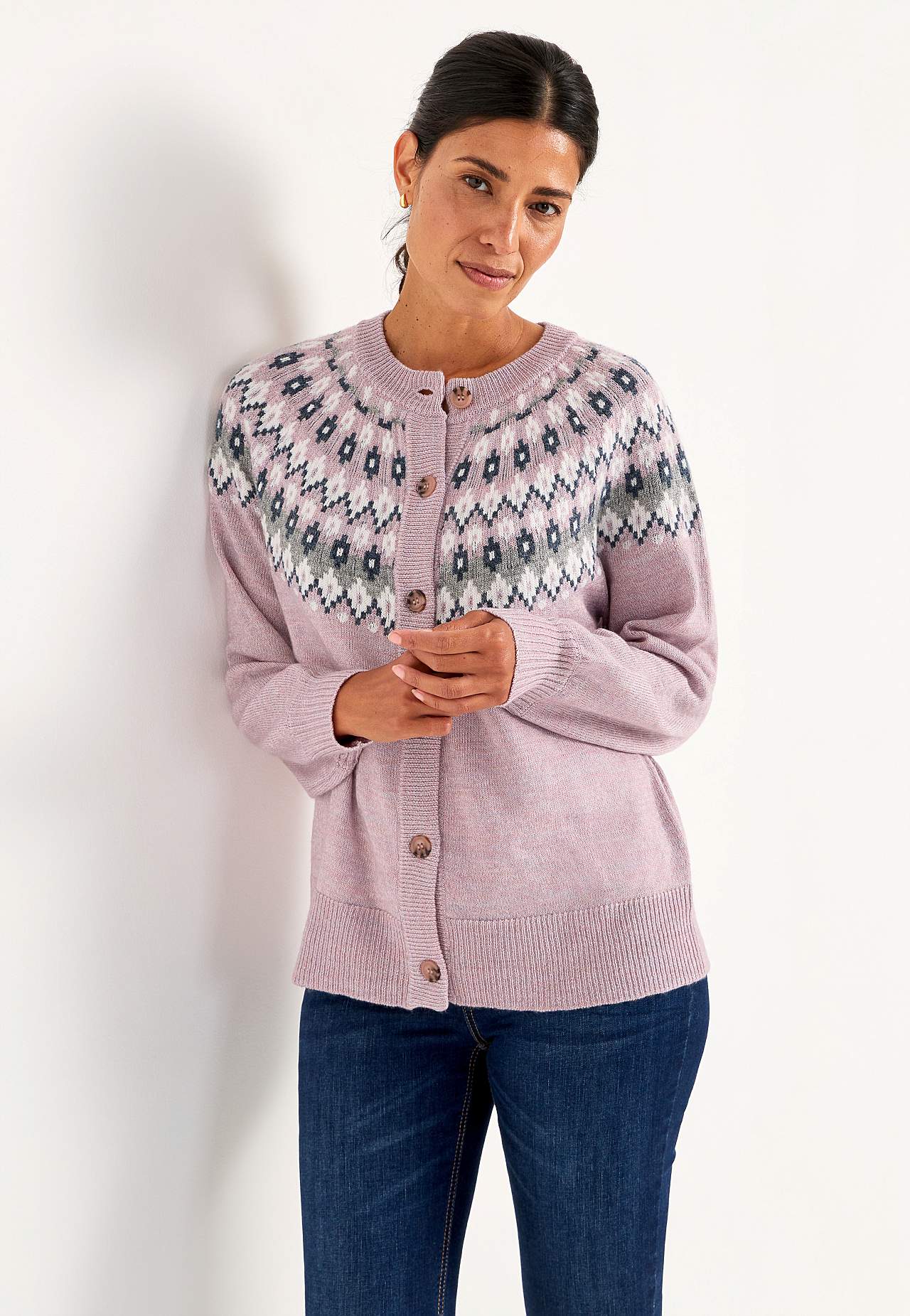 Jacquardmönstrad cardigan