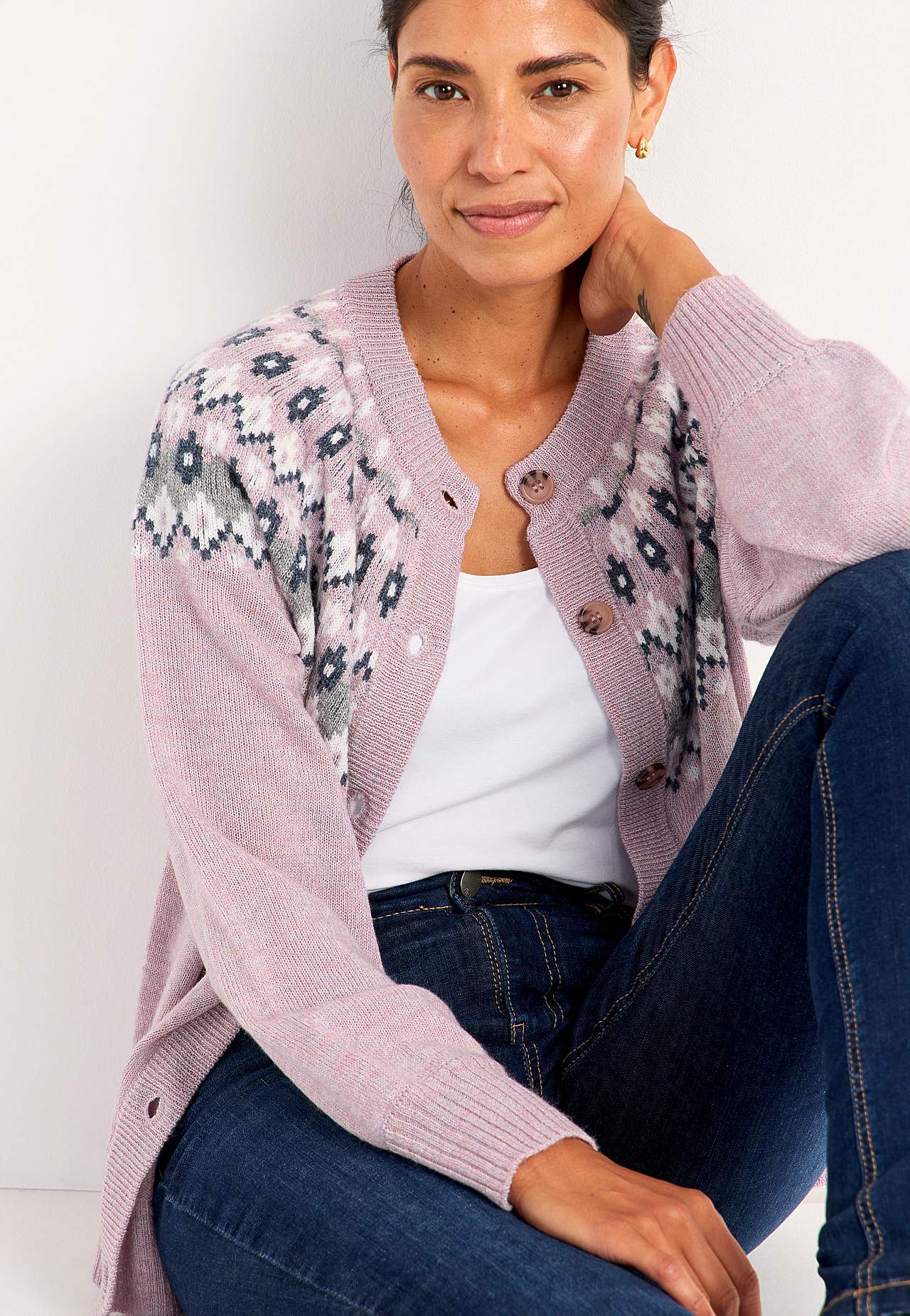 Jacquardmönstrad cardigan