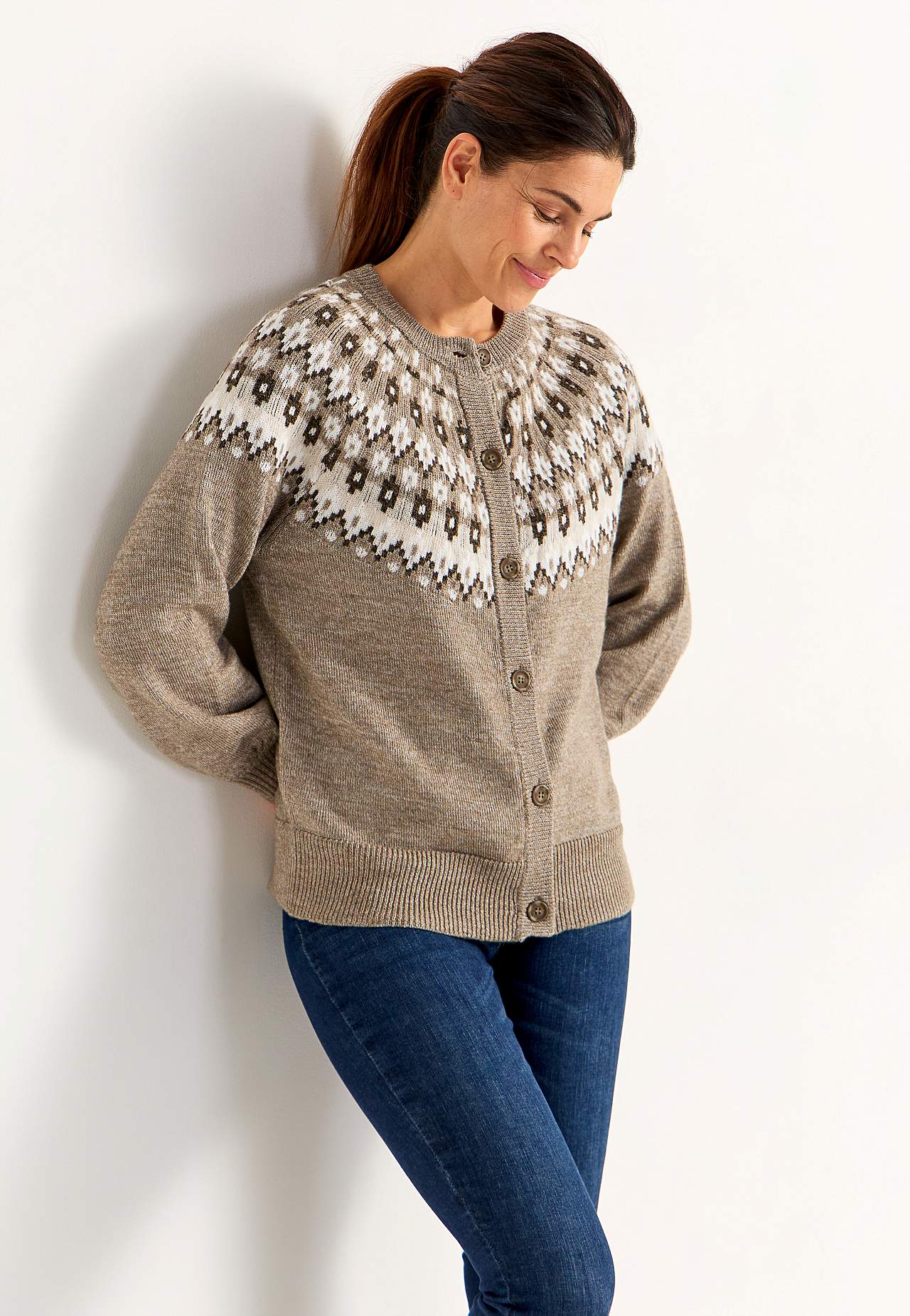 Jacquardmönstrad cardigan