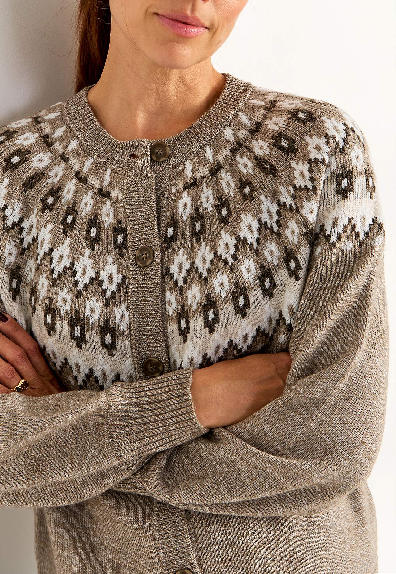 Jacquardmönstrad cardigan