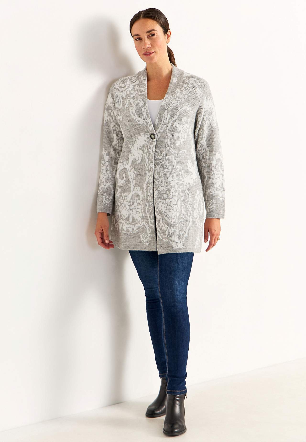 Jacquardstickad cardigan