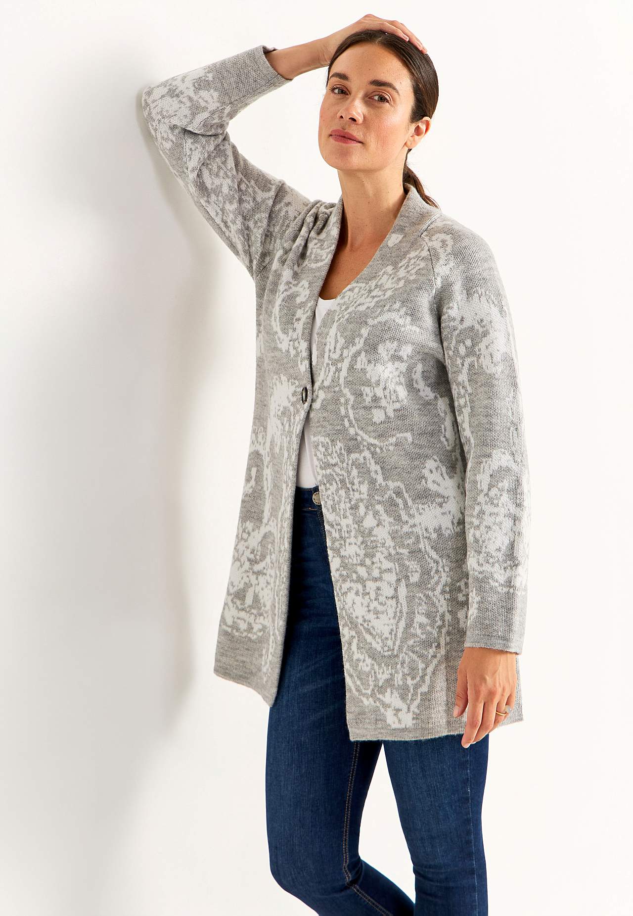 Jacquardstickad cardigan