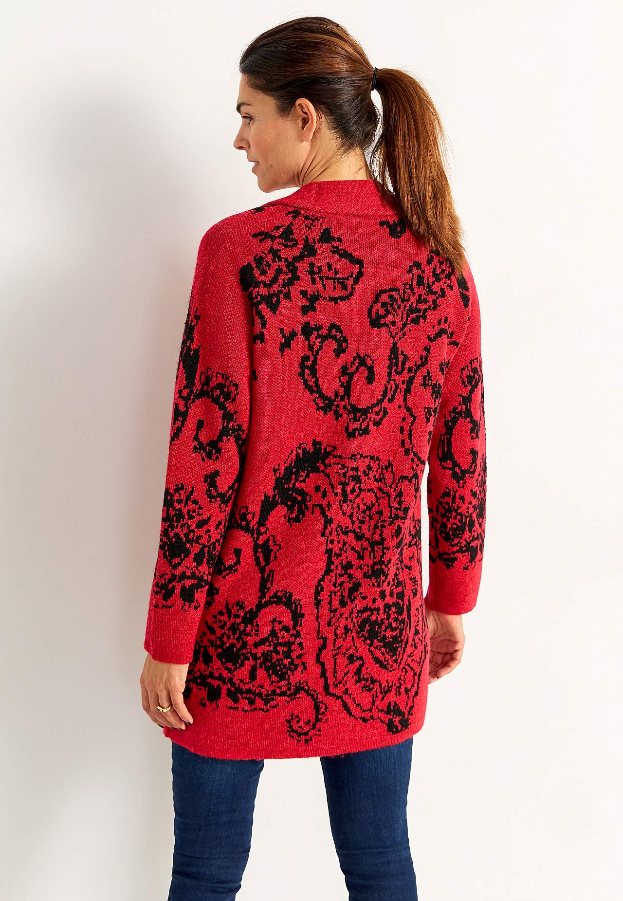 Jacquardstickad cardigan